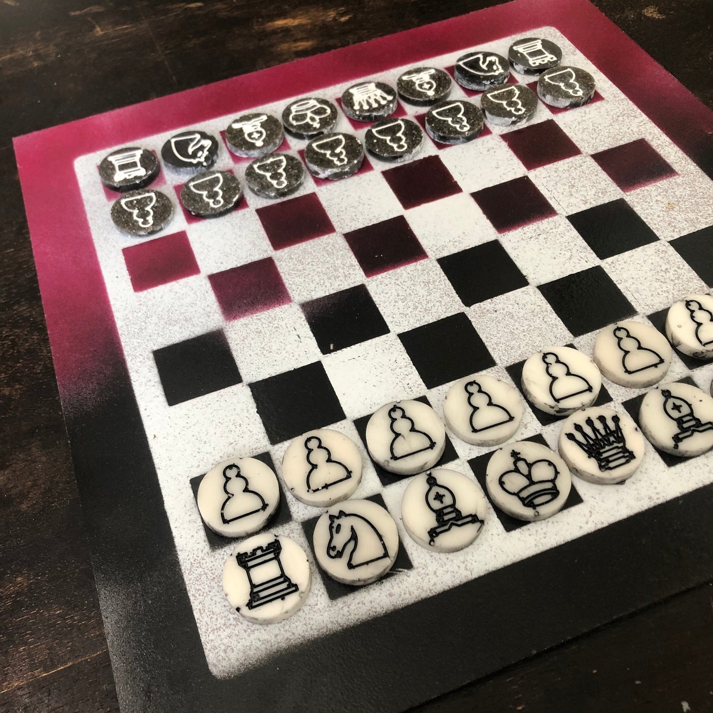 Violet & Black - Painted Chess Set