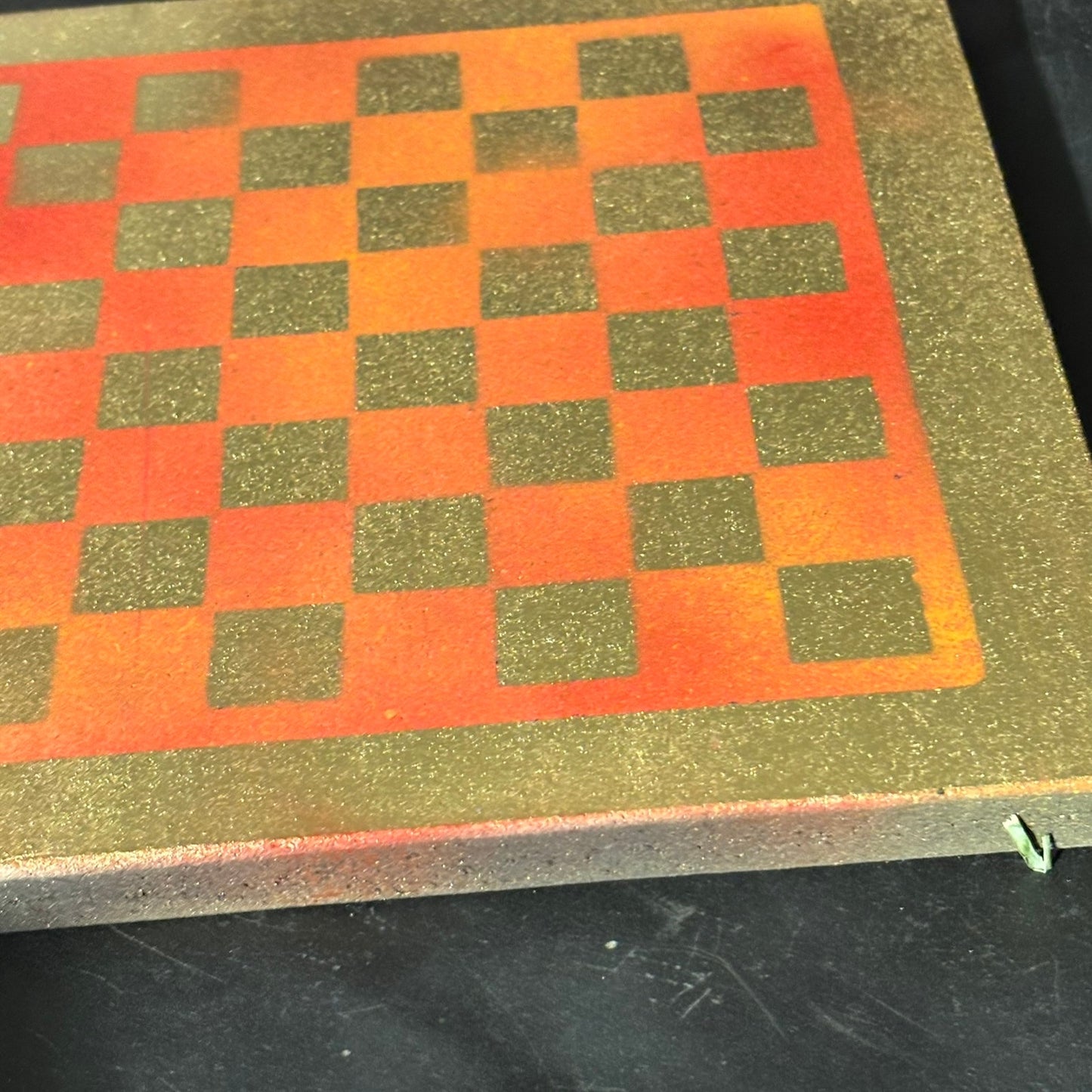 Orange Fire Gold - Painted Chess Board