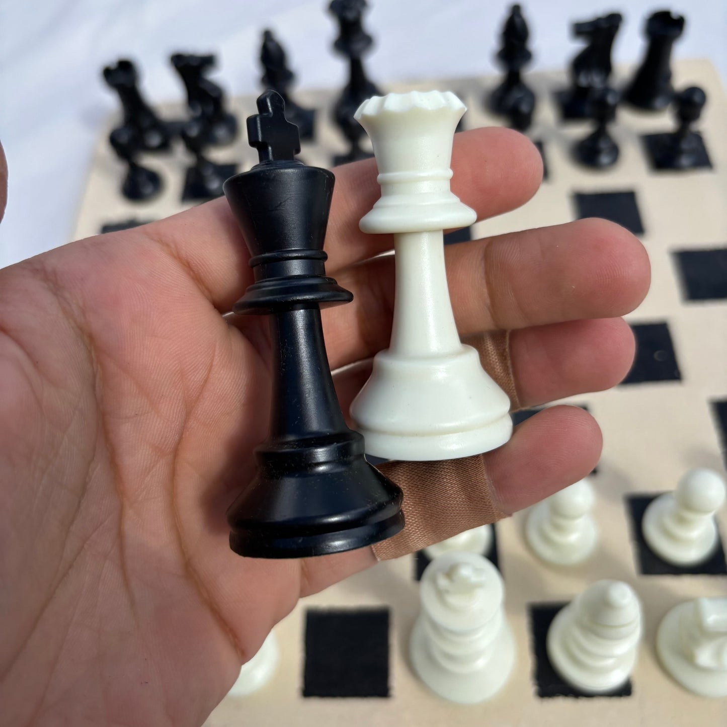 Cream & Black - Painted Chess Set