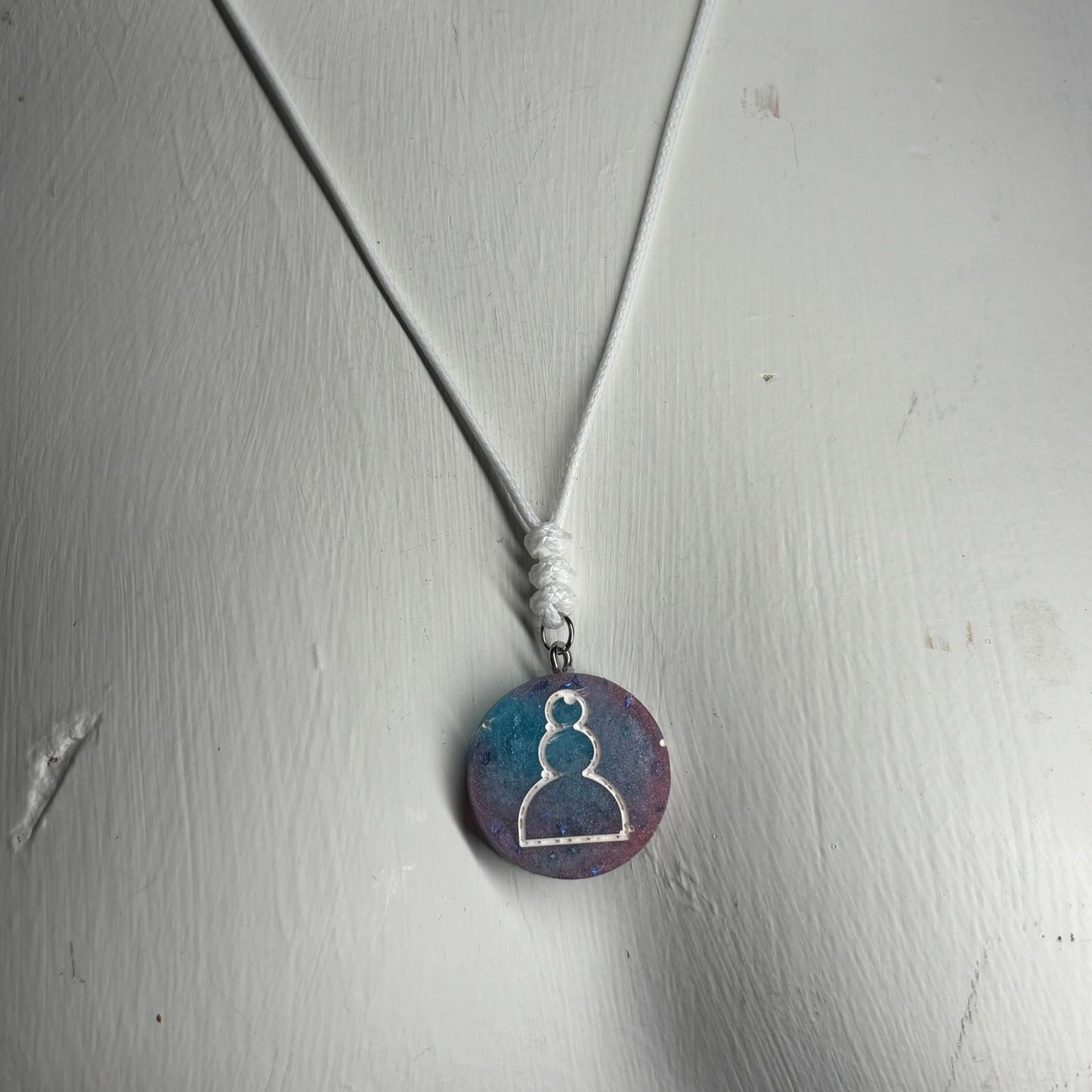 Blue Mixed Pawn - Handmade Resin Chess Necklace