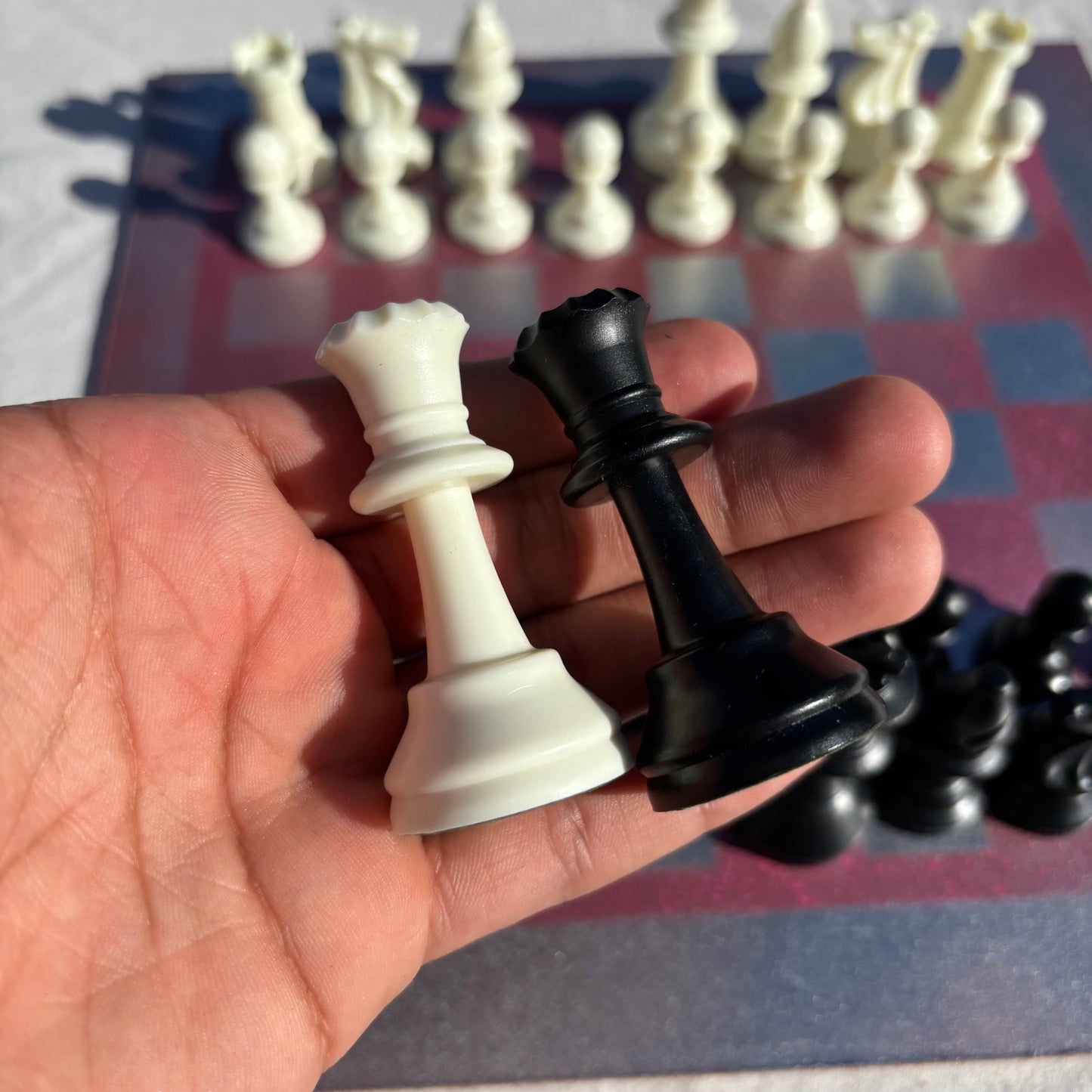 Silver Speckled Pink - Painted Chess Set