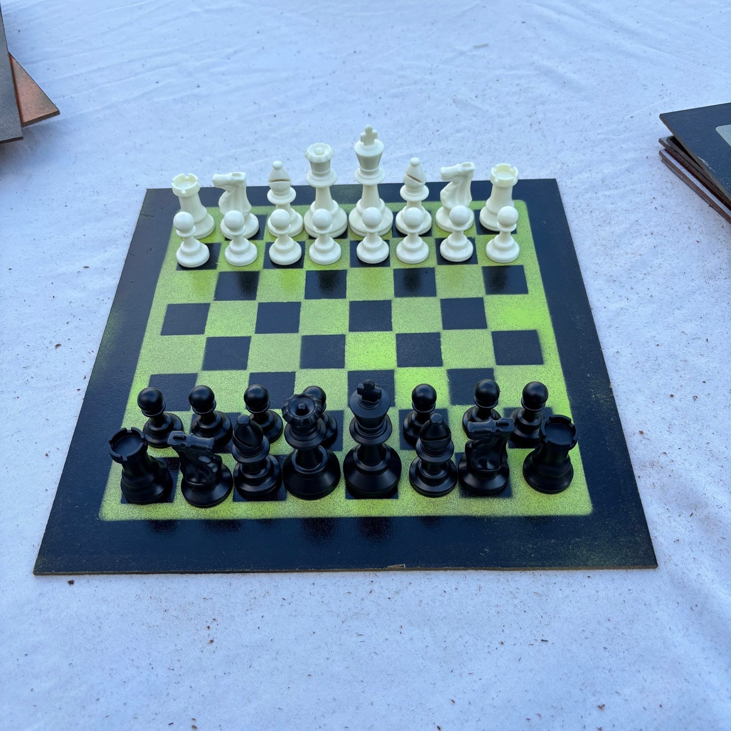 Green & Black - Painted Chess Set