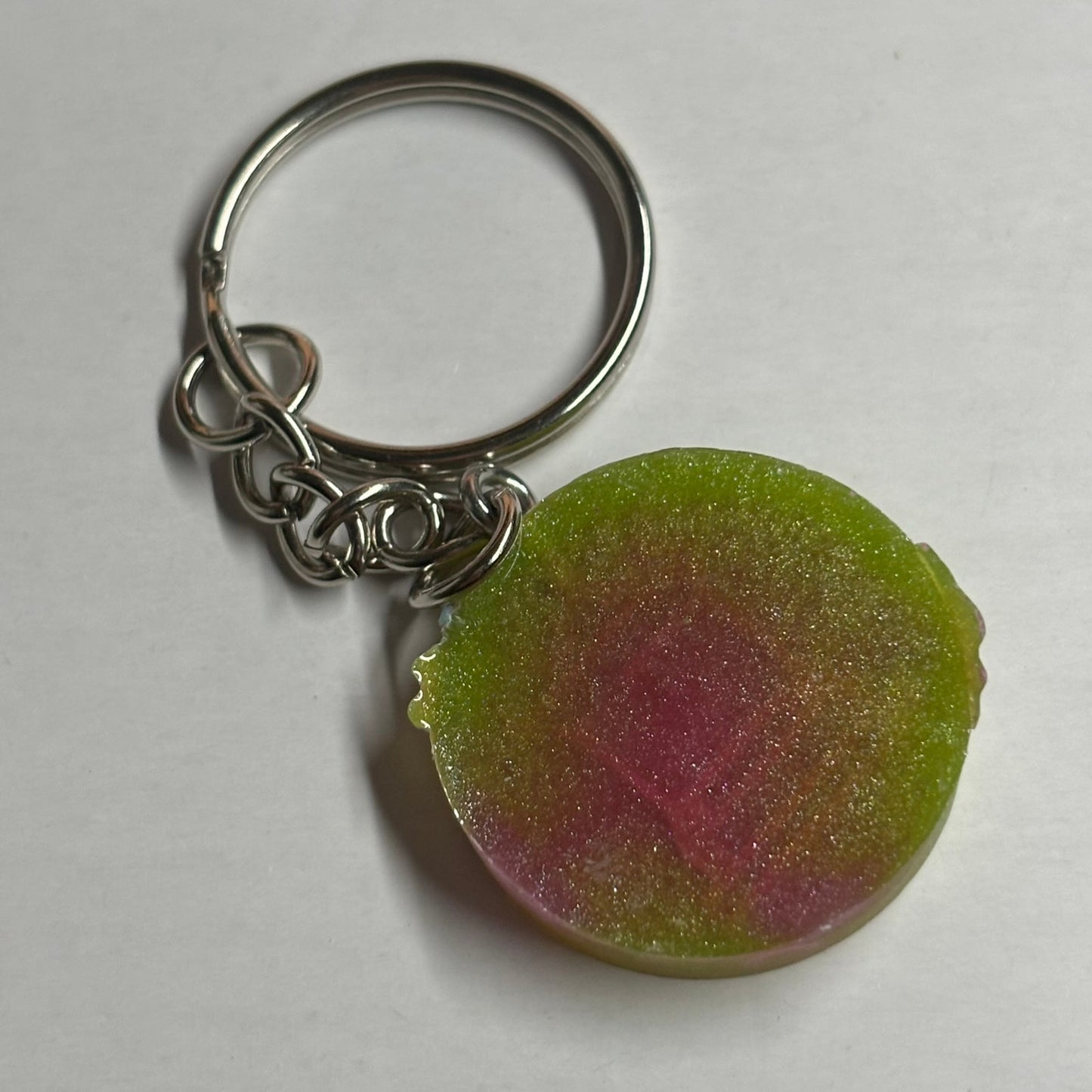Pink Green Rook - Handmade Resin Keychain