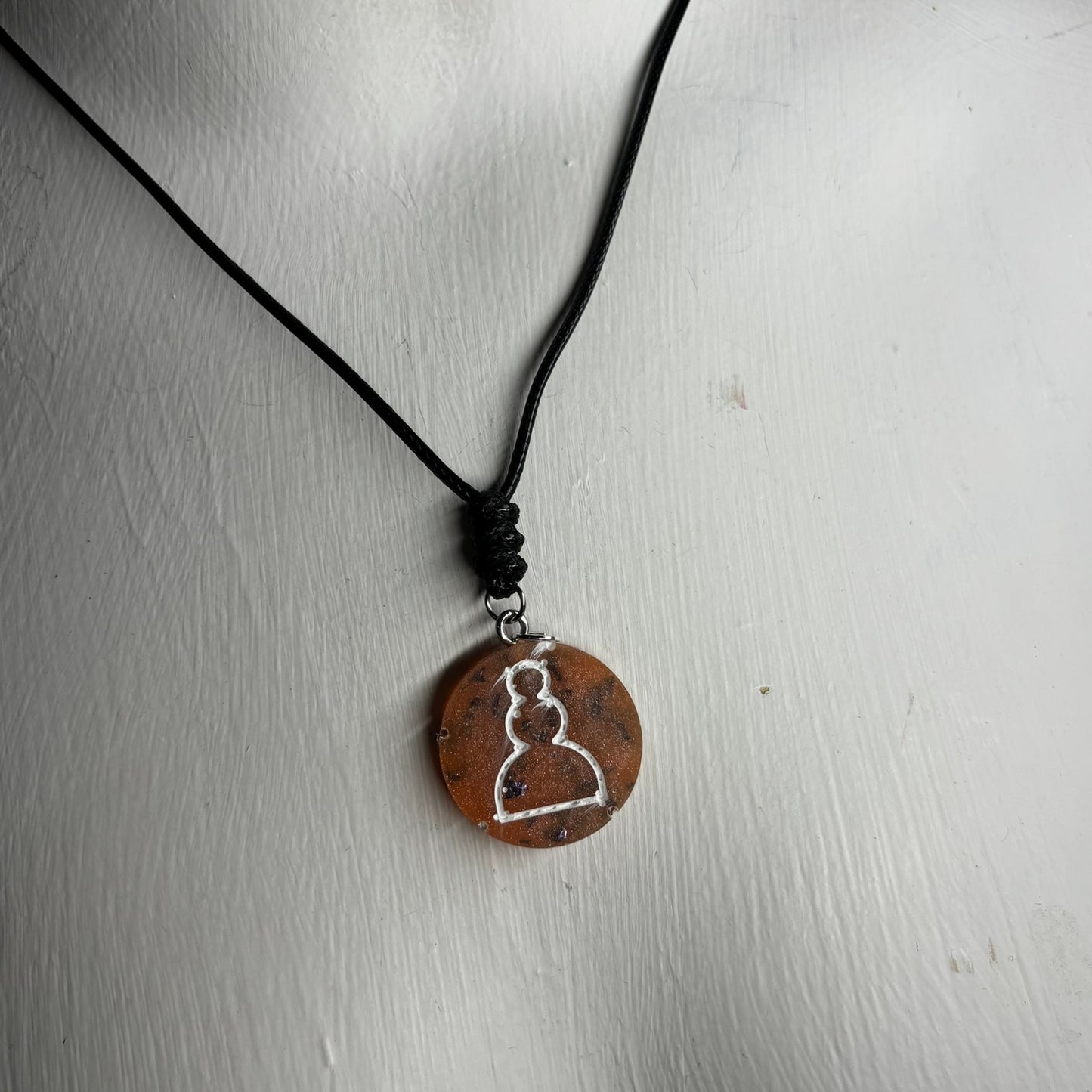 Orange Royal Pawn - Handmade Resin Chess Necklace