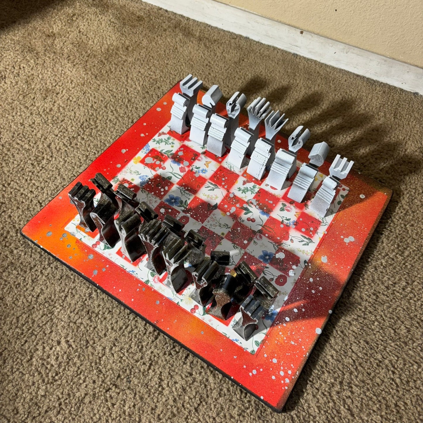 Red Orangish Fire - Large Deluxe Chess Set
