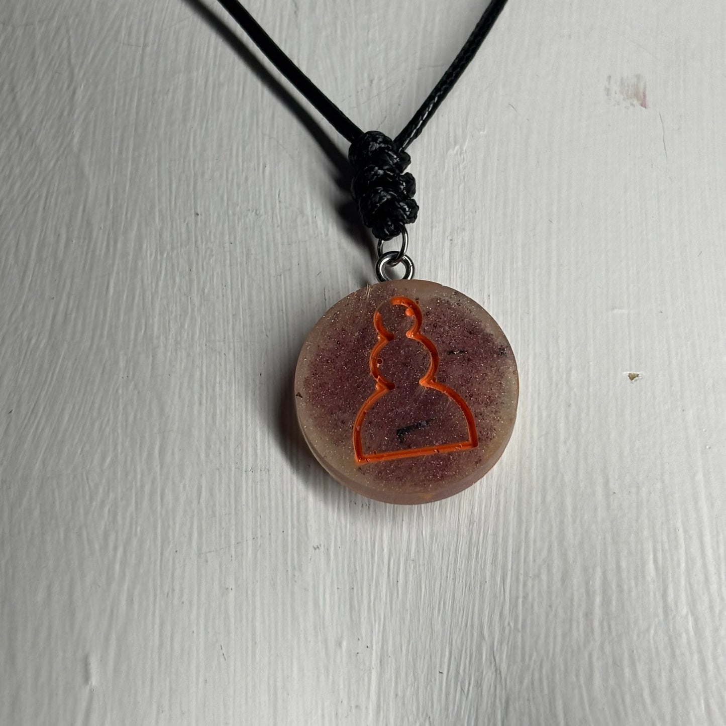 Orange Pawn - Handmade Resin Chess Necklace
