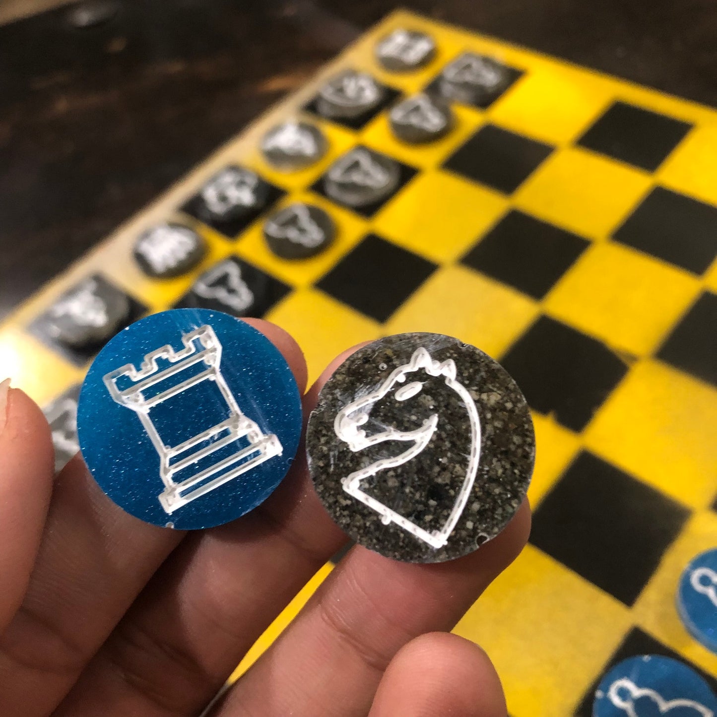 Yellow & Black - Painted Chess Set
