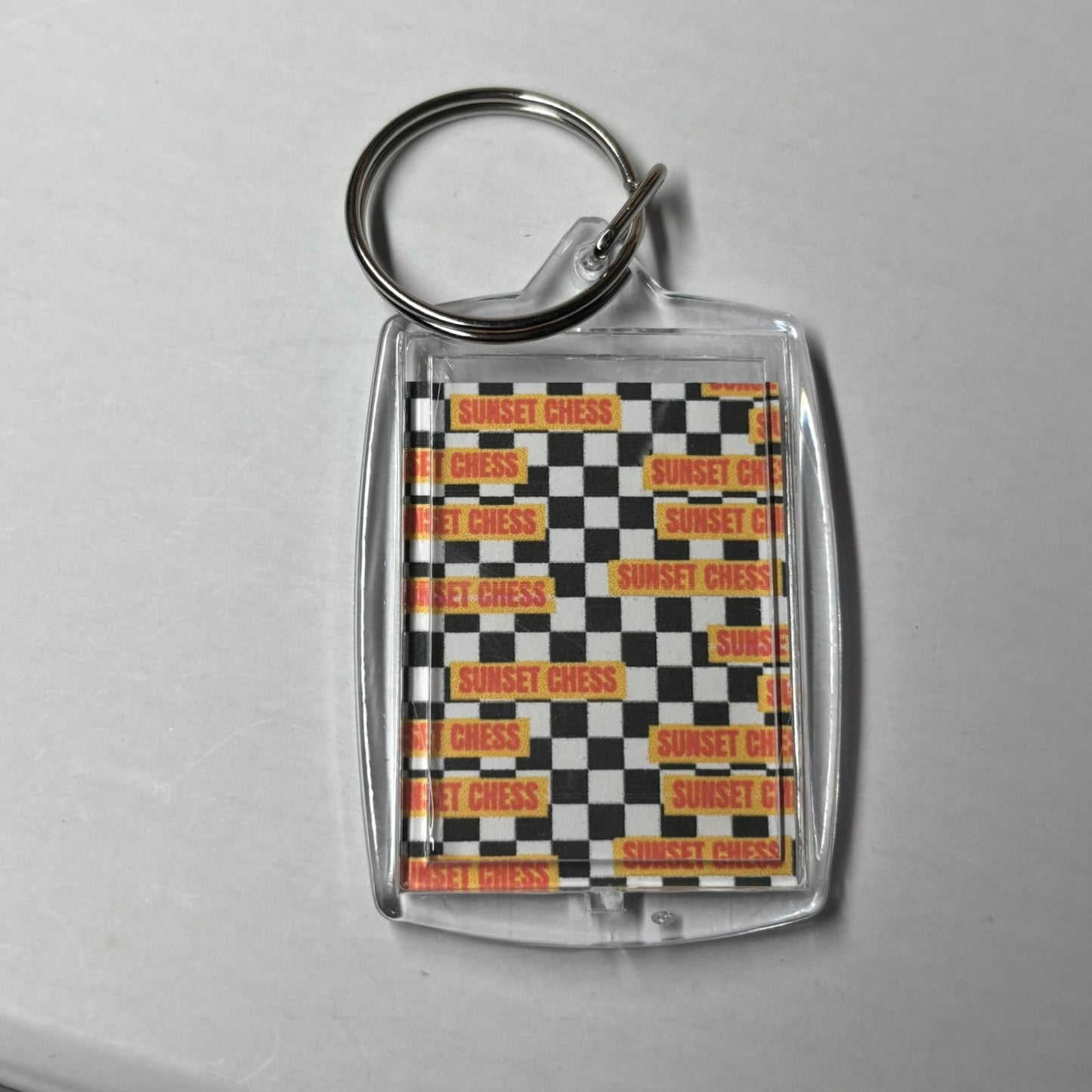 A Game Of Time - Sunset Chess Photo Keychain