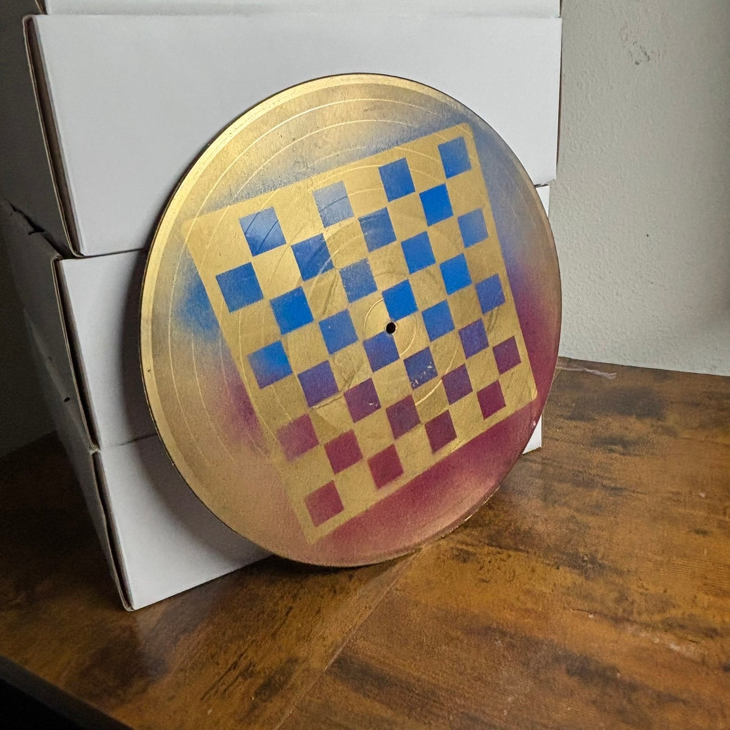Golden Red & Blue - Vinyl Chess Board