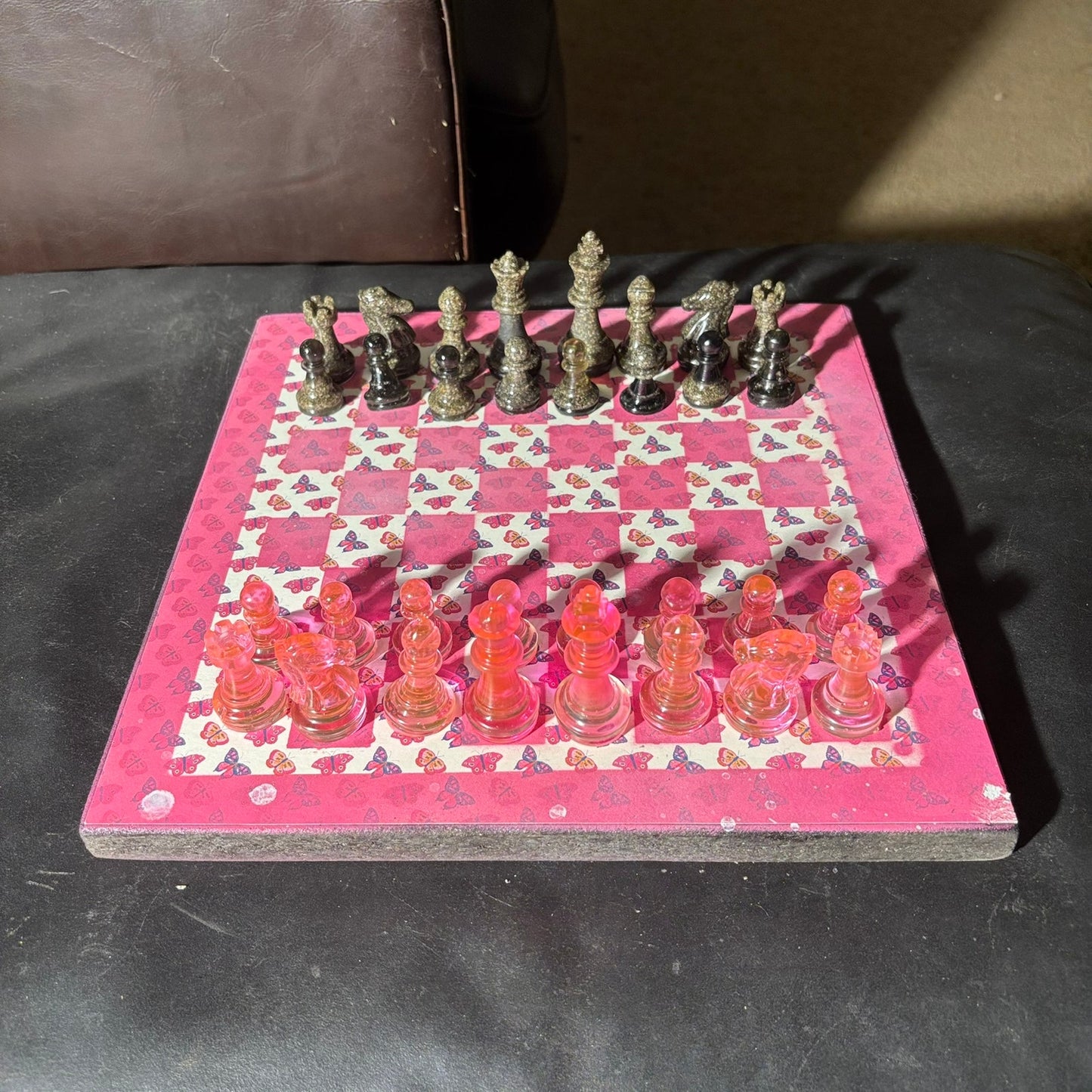 Pink Butterfly - Scrapbook Chess Set