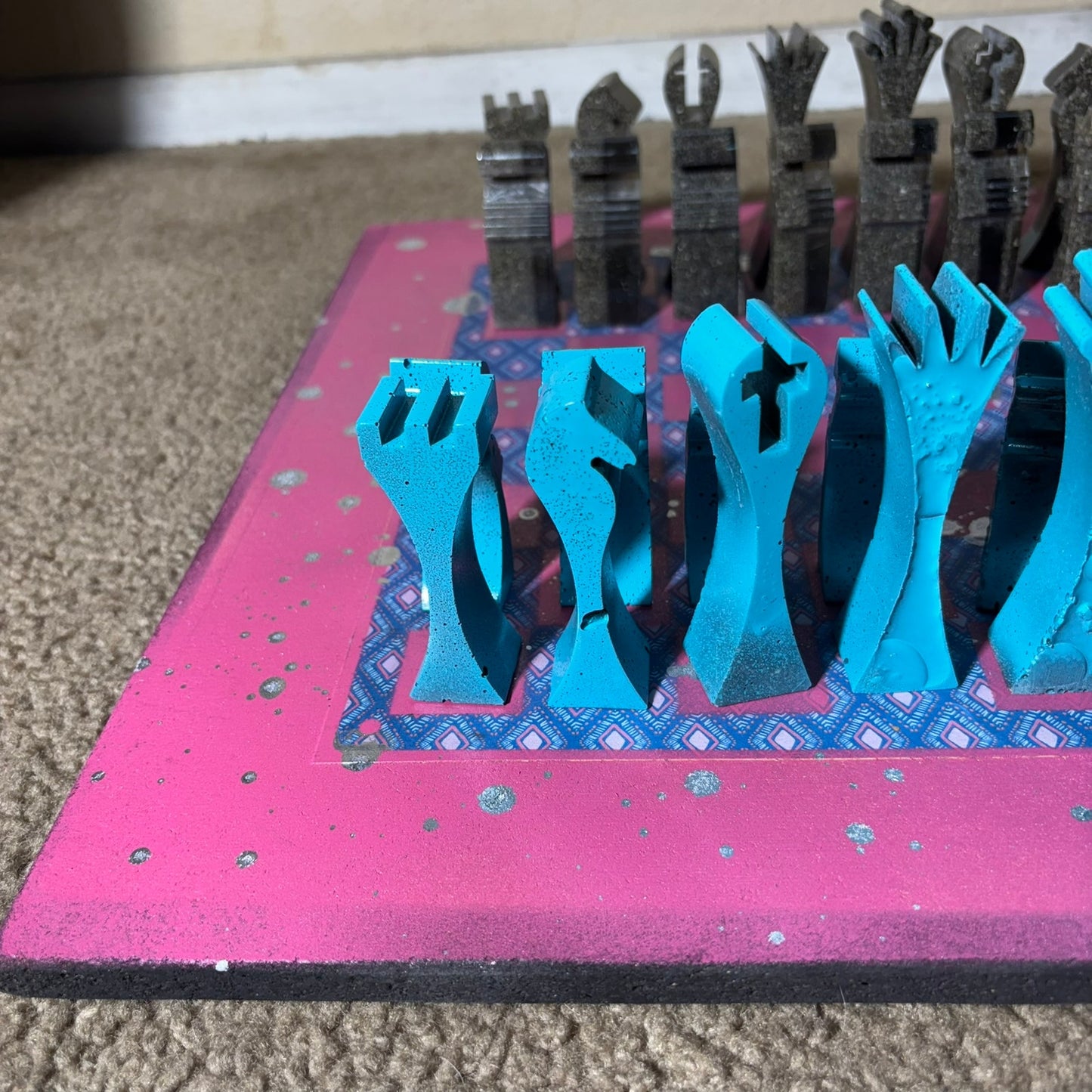 Pink Blue Hue - Large Deluxe Chess Set