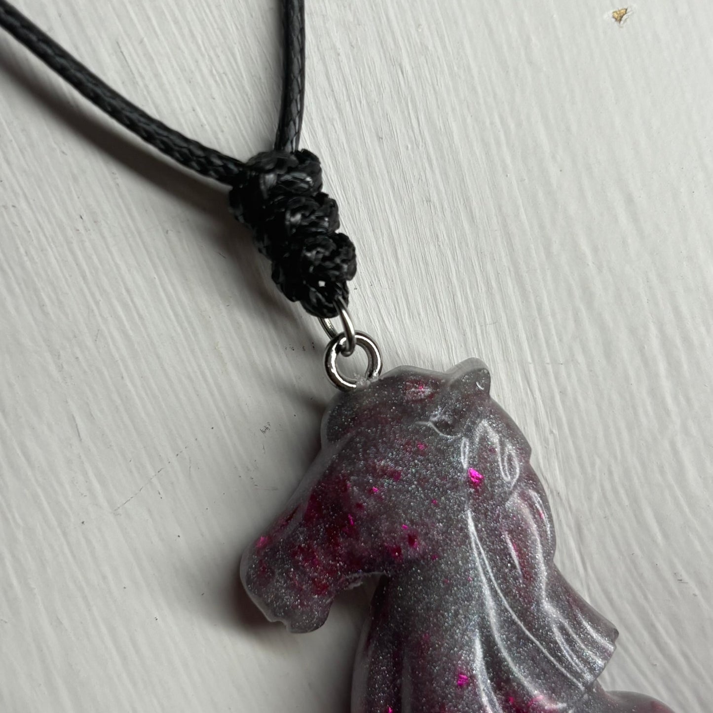 Midnight Purple Knight - Handmade Resin Chess Necklace