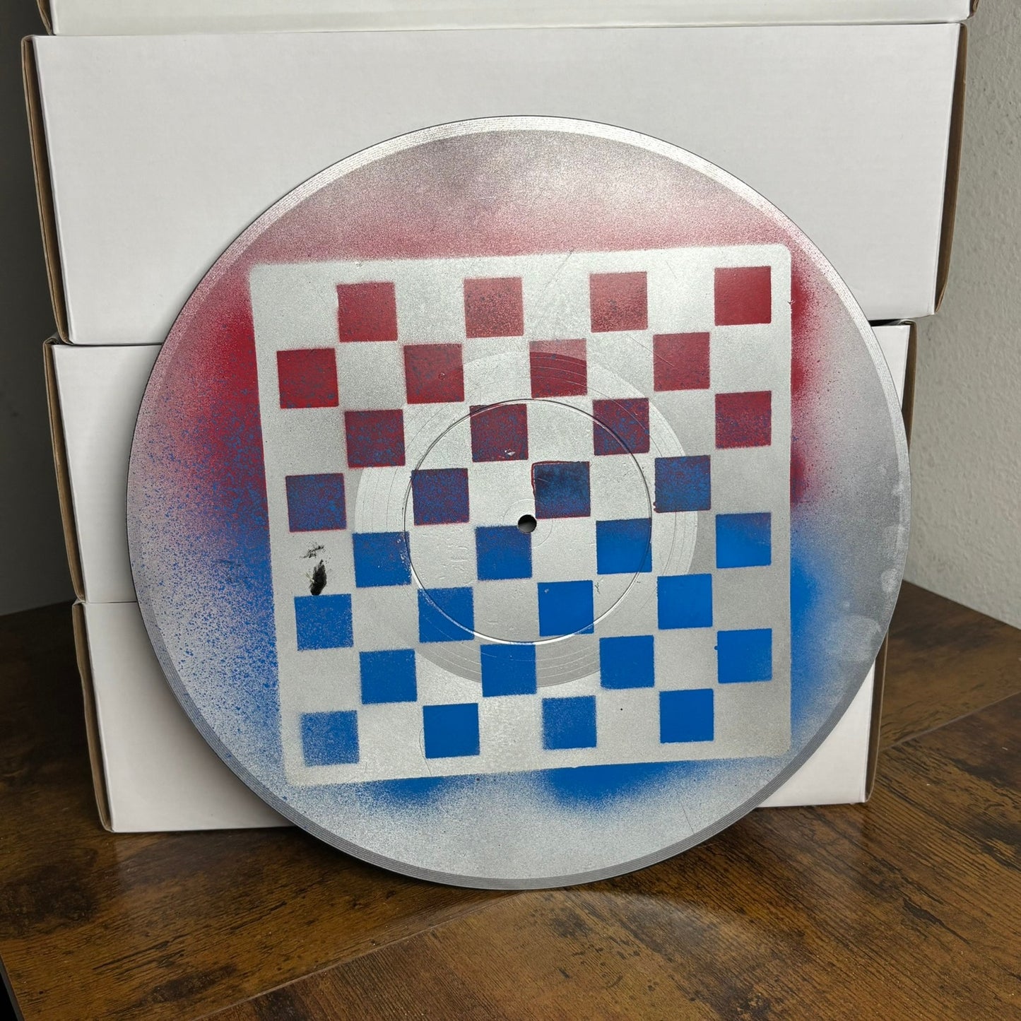 Red Blue Silver - Vinyl Chess Board