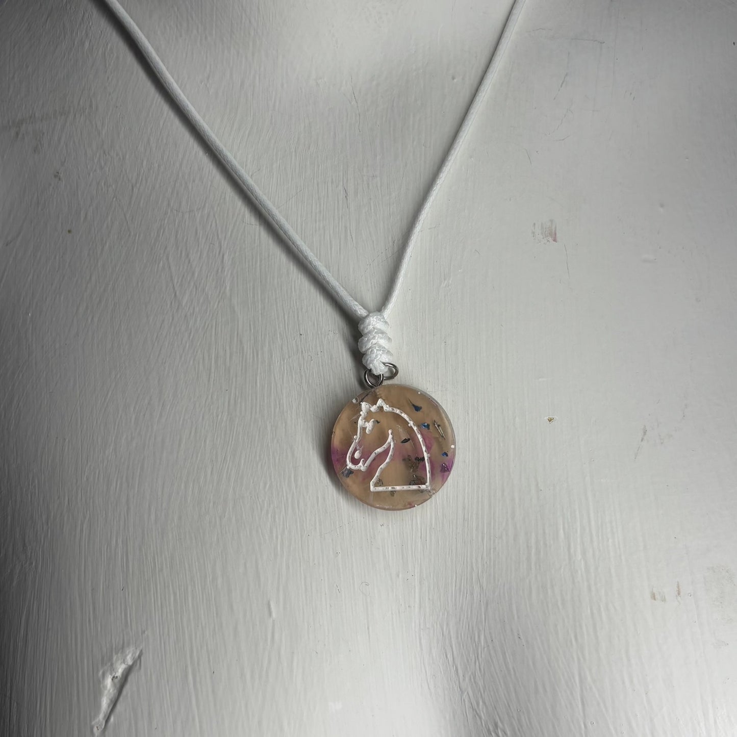 Champagne Yellow Knight - Handmade Resin Chess Necklace