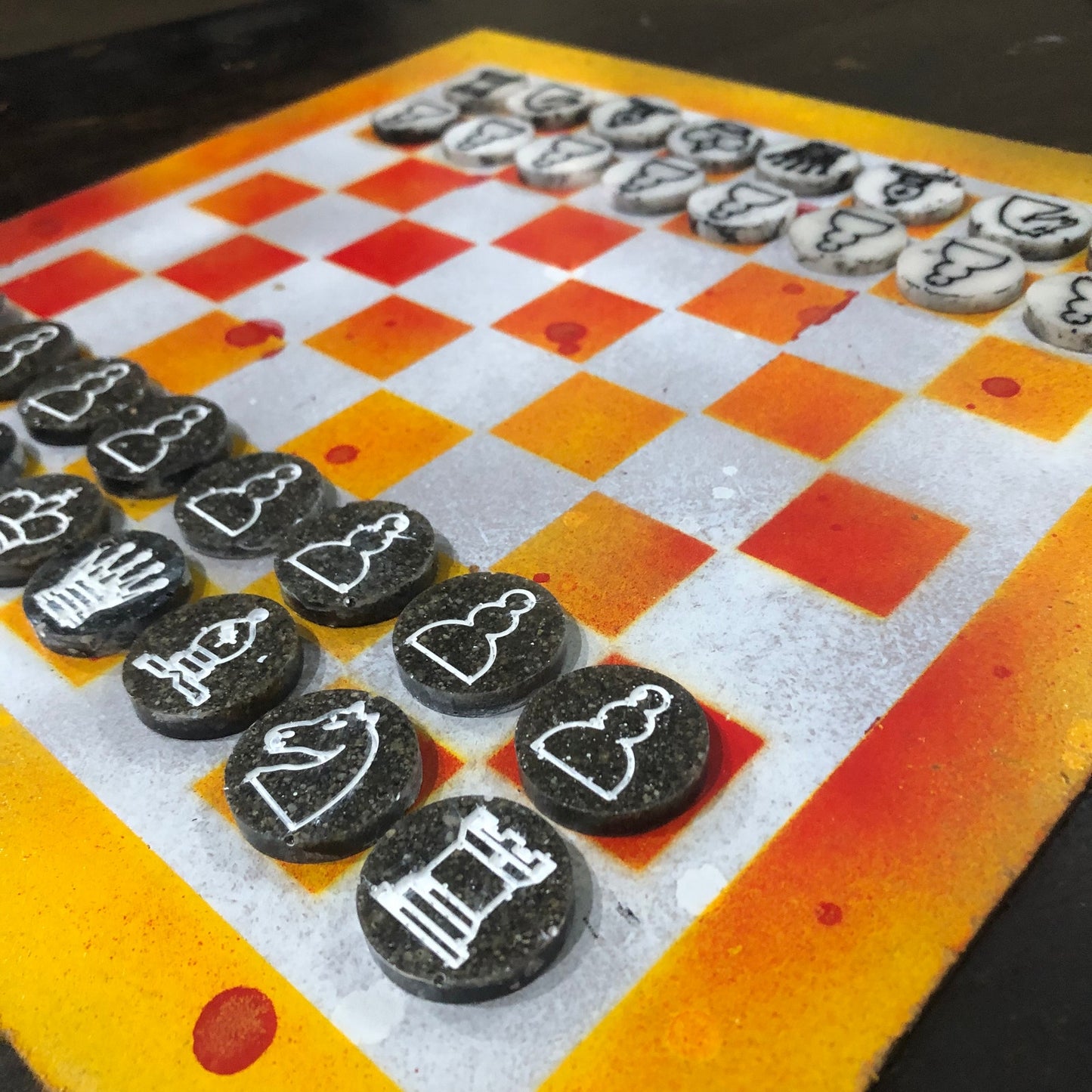 Fire Yellow - Painted Chess Set