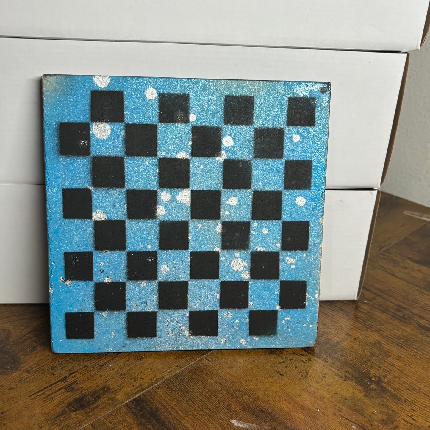 Red & Black Chrome Drip - Painted Double Sided Chess Board
