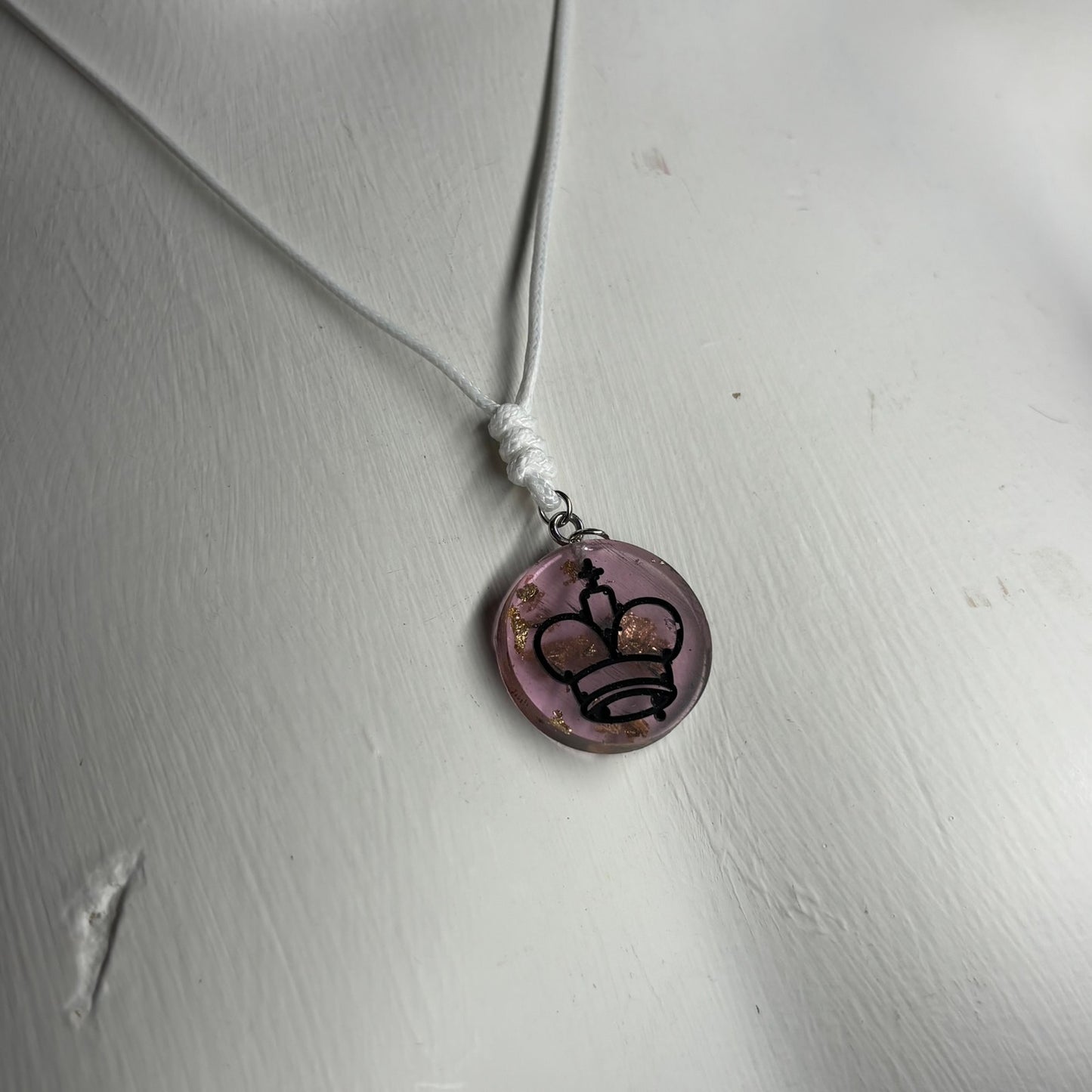 Hazel Purple King - Handmade Resin Chess Necklace