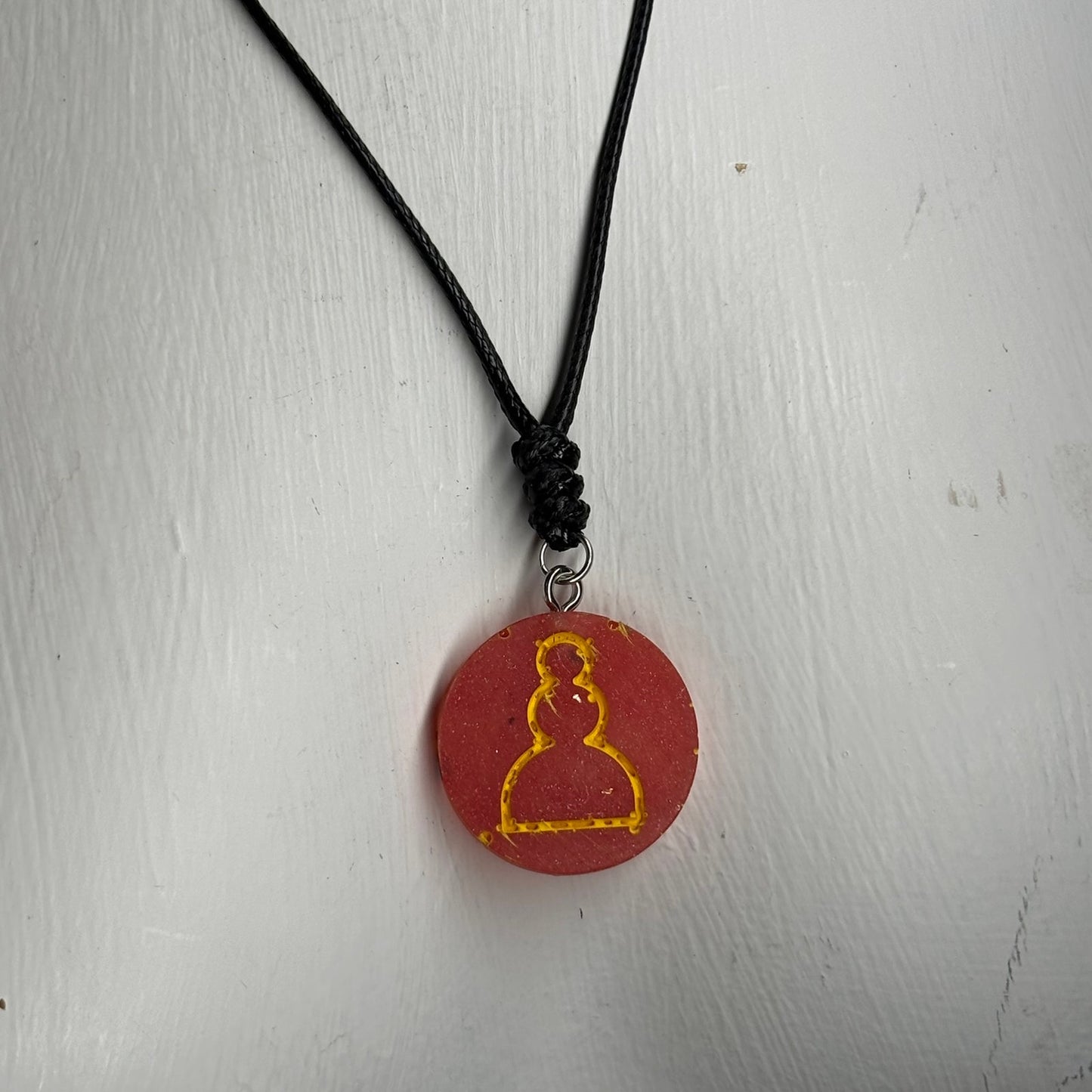 Red Pawn - Handmade Resin Chess Necklace