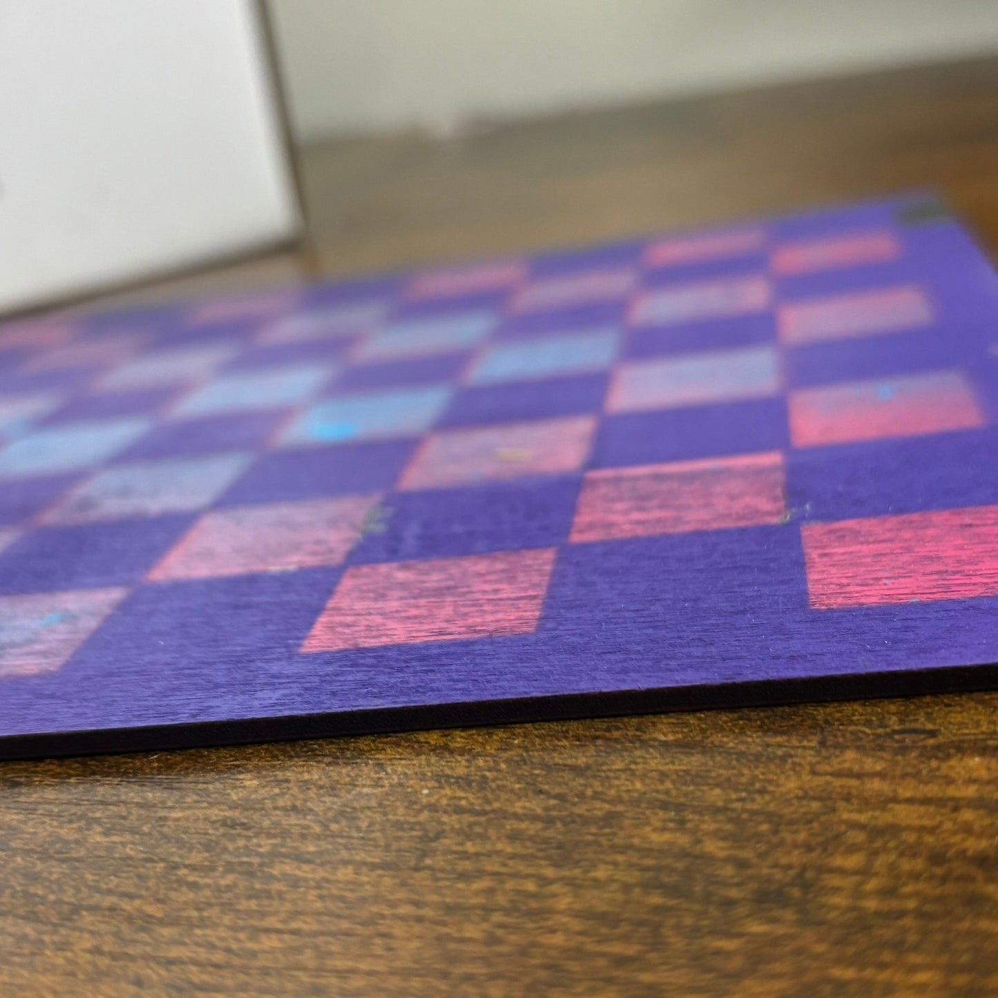 Pink Purple Hue - Painted Thin Wooden Chess Board