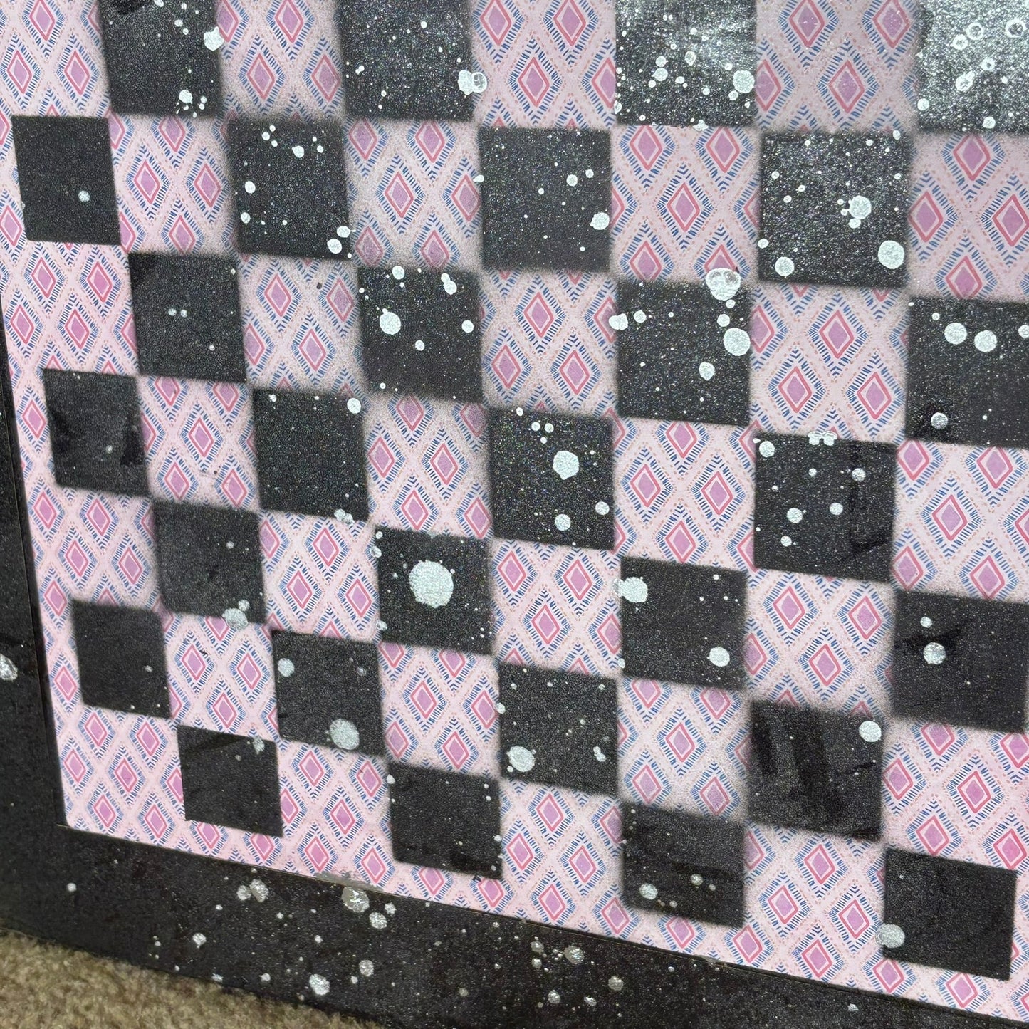 Pink Blue Pattern - Large Scrapbook Chess Board