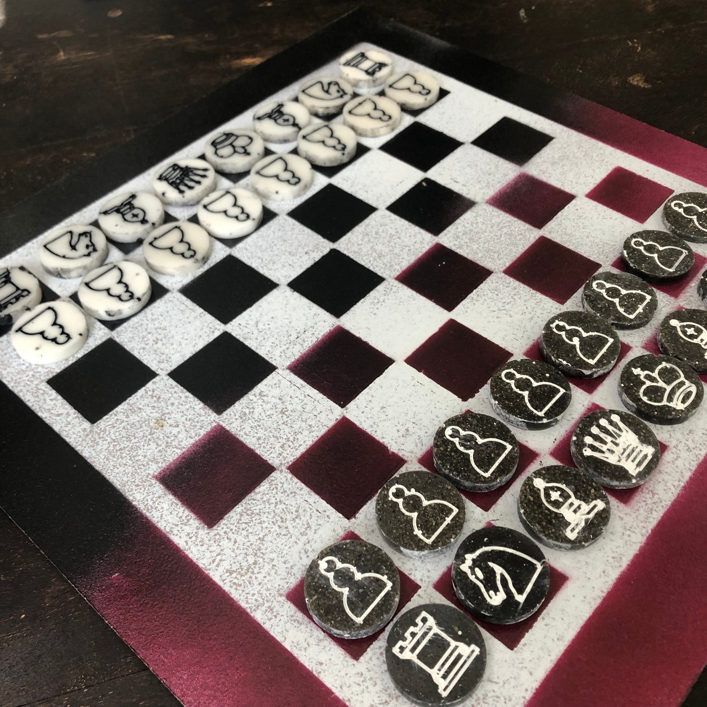 Violet & Black - Painted Chess Set