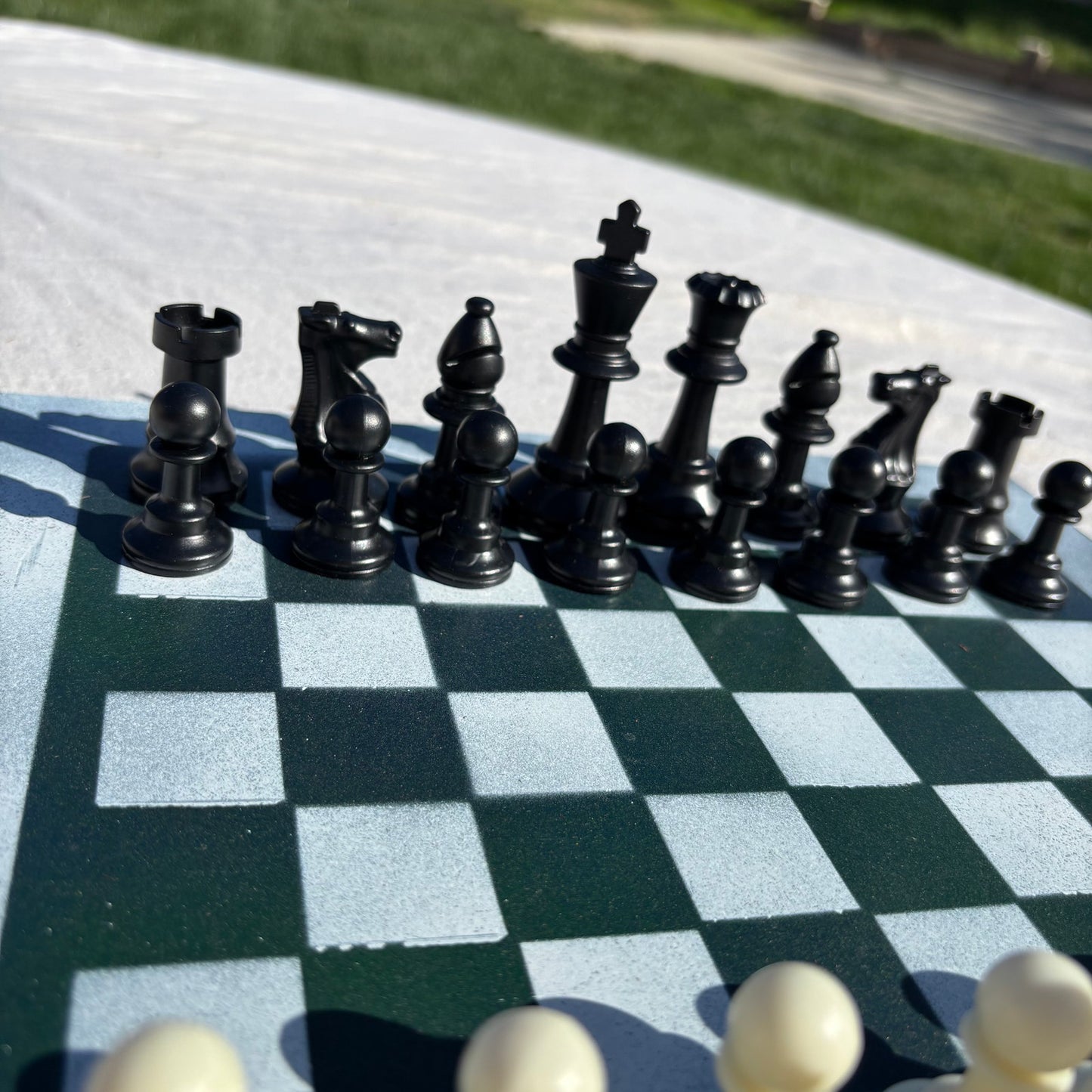 Darkened Green - Painted Chess Set