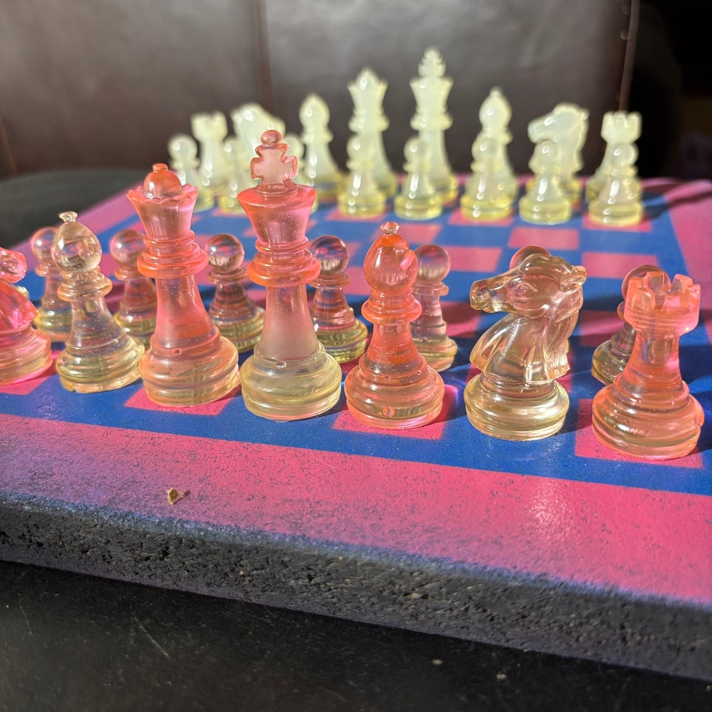 Classic Pink & Blue - Painted Chess Set