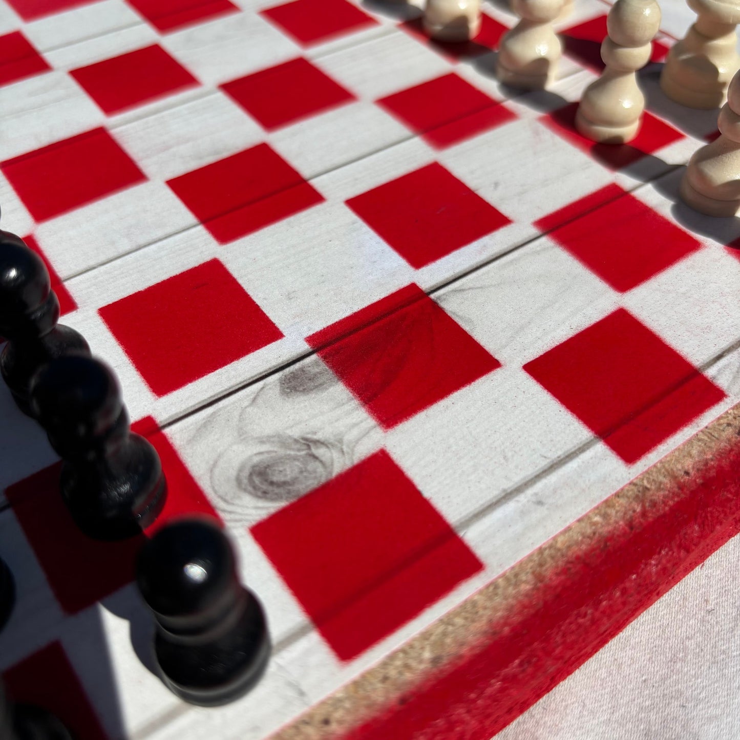 Wood Print Red - Scrapbook Chess Set