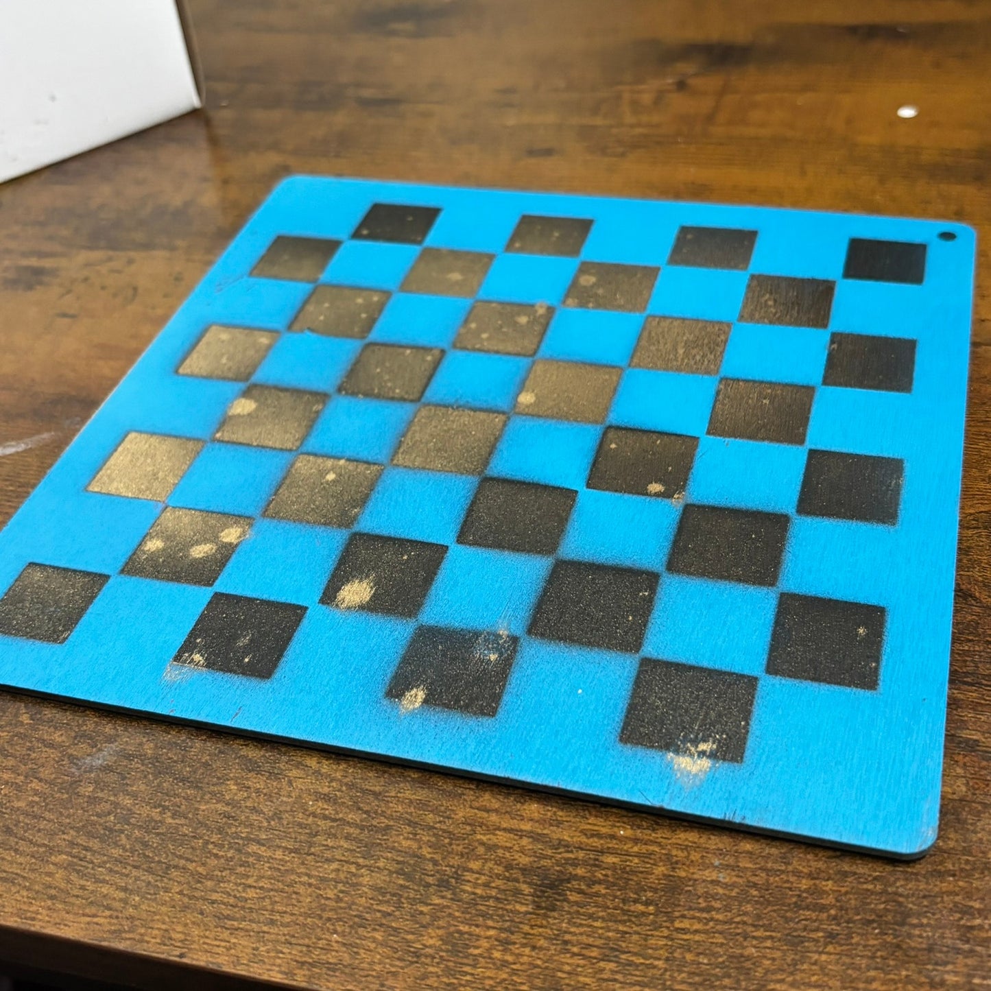 Blue Golden Shine - Painted Thin Wooden Chess Board