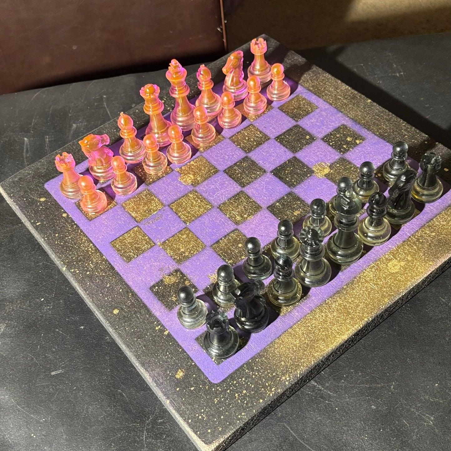 Cosmic Purple & Pink - Painted Chess Set