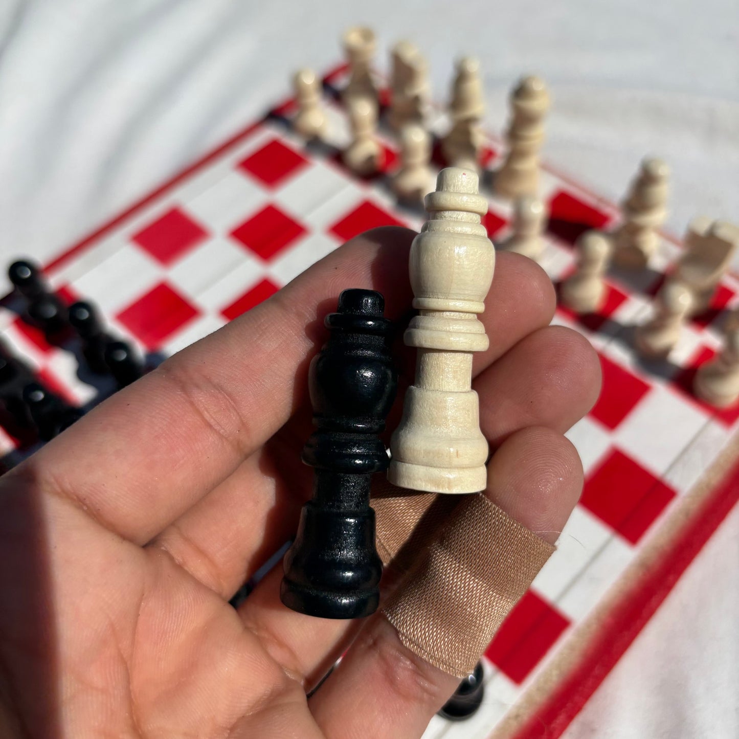 Wood Print Red - Scrapbook Chess Set