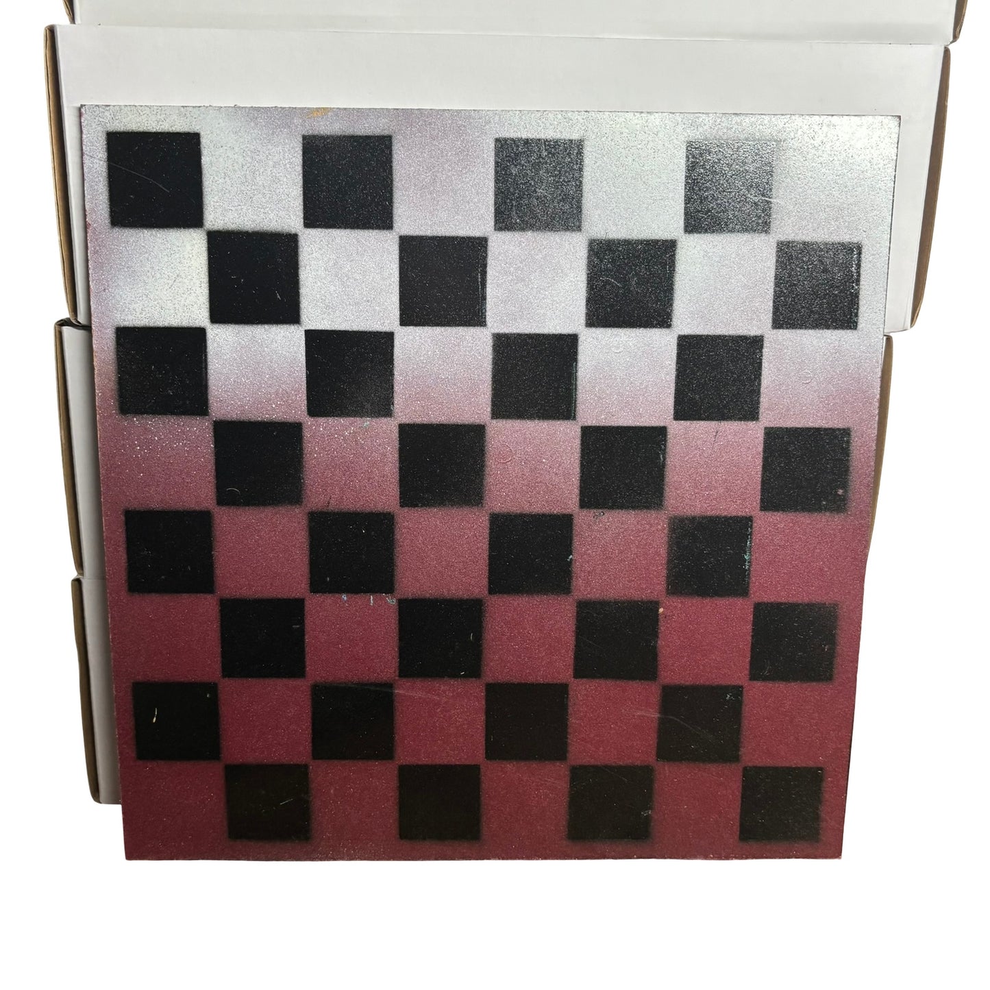 Burgundy Red & White - Painted Chess Board