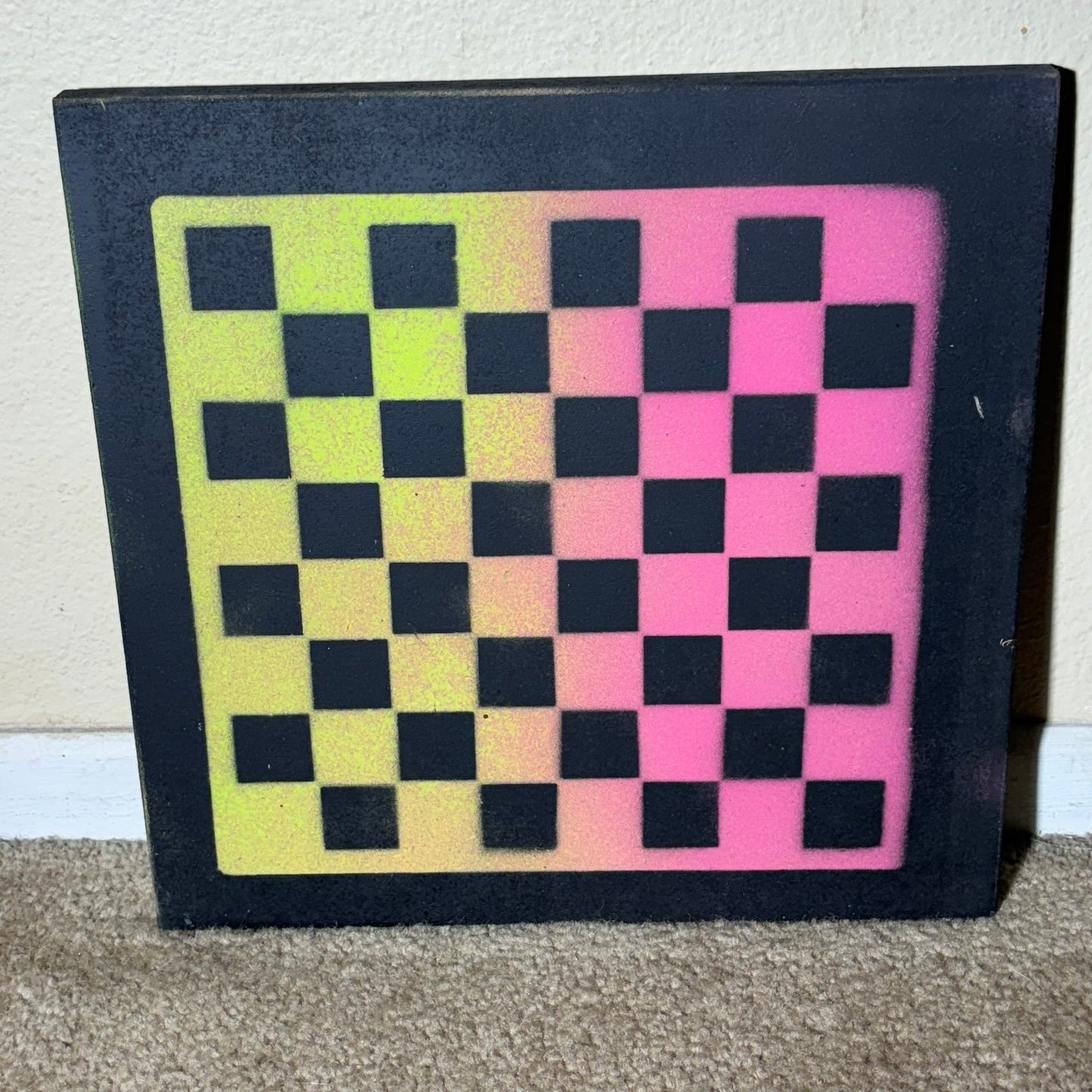 Lime Green Pink - Painted Chess Board