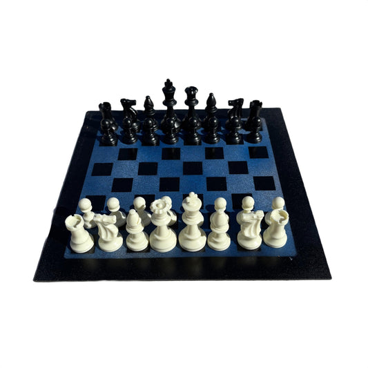 Blue & Black - Painted Chess Set