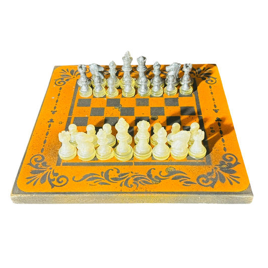 Orange & Black - Painted Chess Set