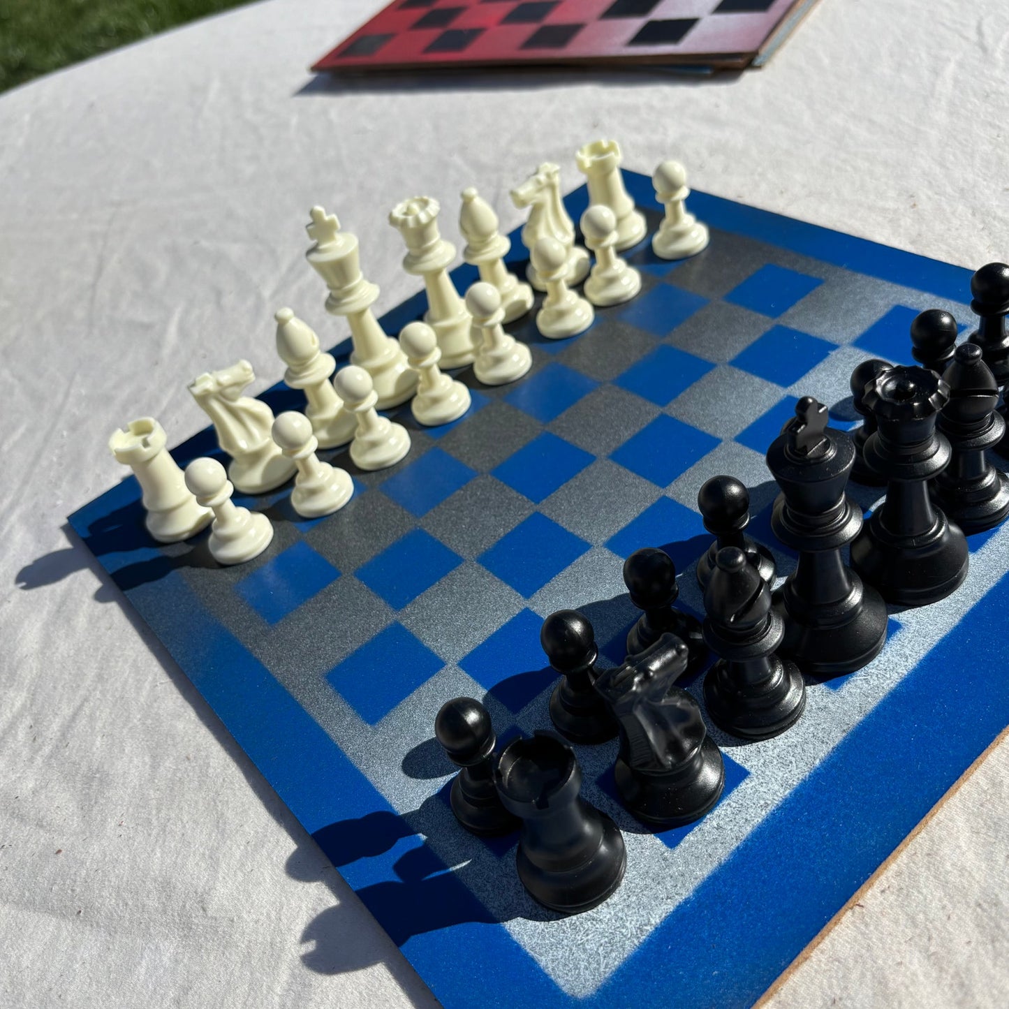 Silver Blue - Painted Chess Set