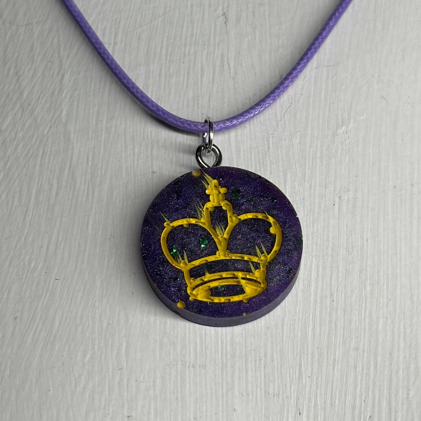 Purple Crystal King - Handmade Resin Chess Necklace
