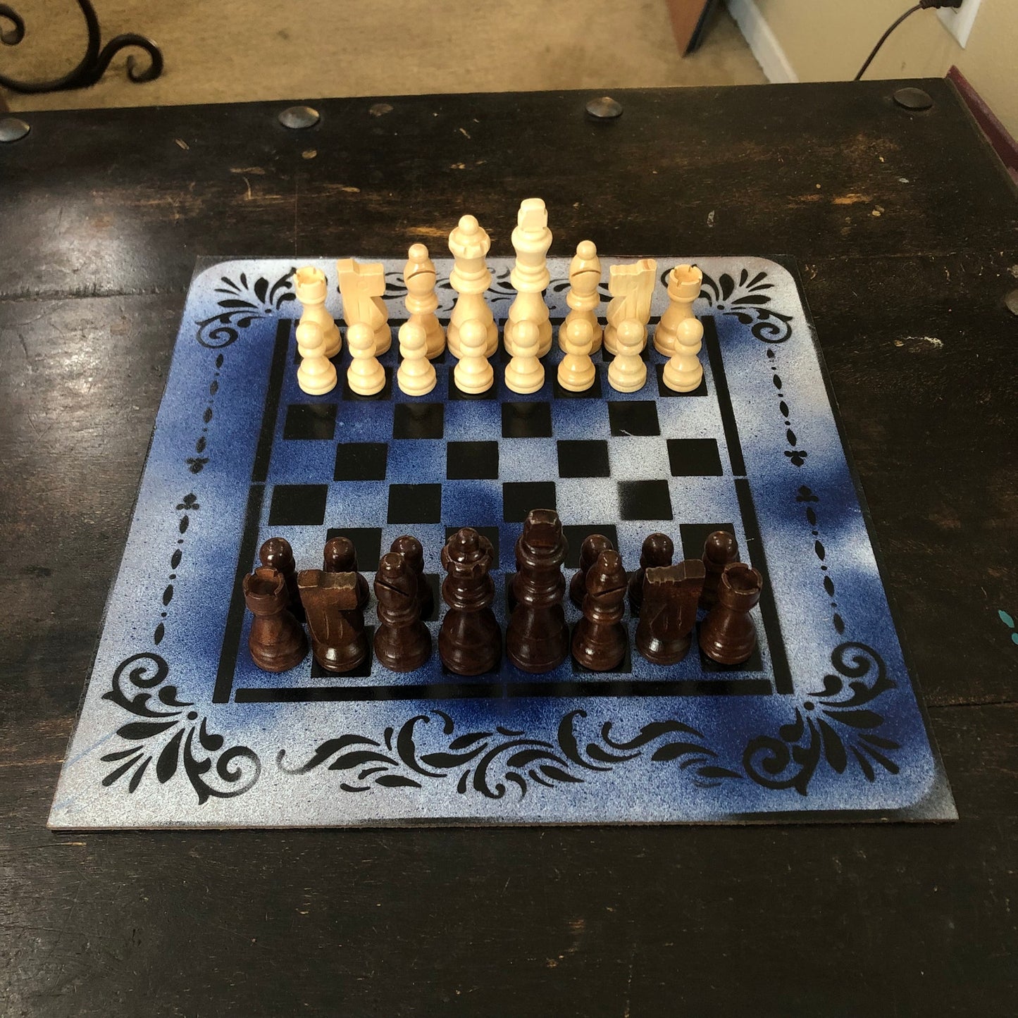 Snow Blue - Painted Chess Set