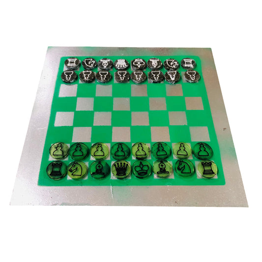 Chrome Green - Painted Chess Set