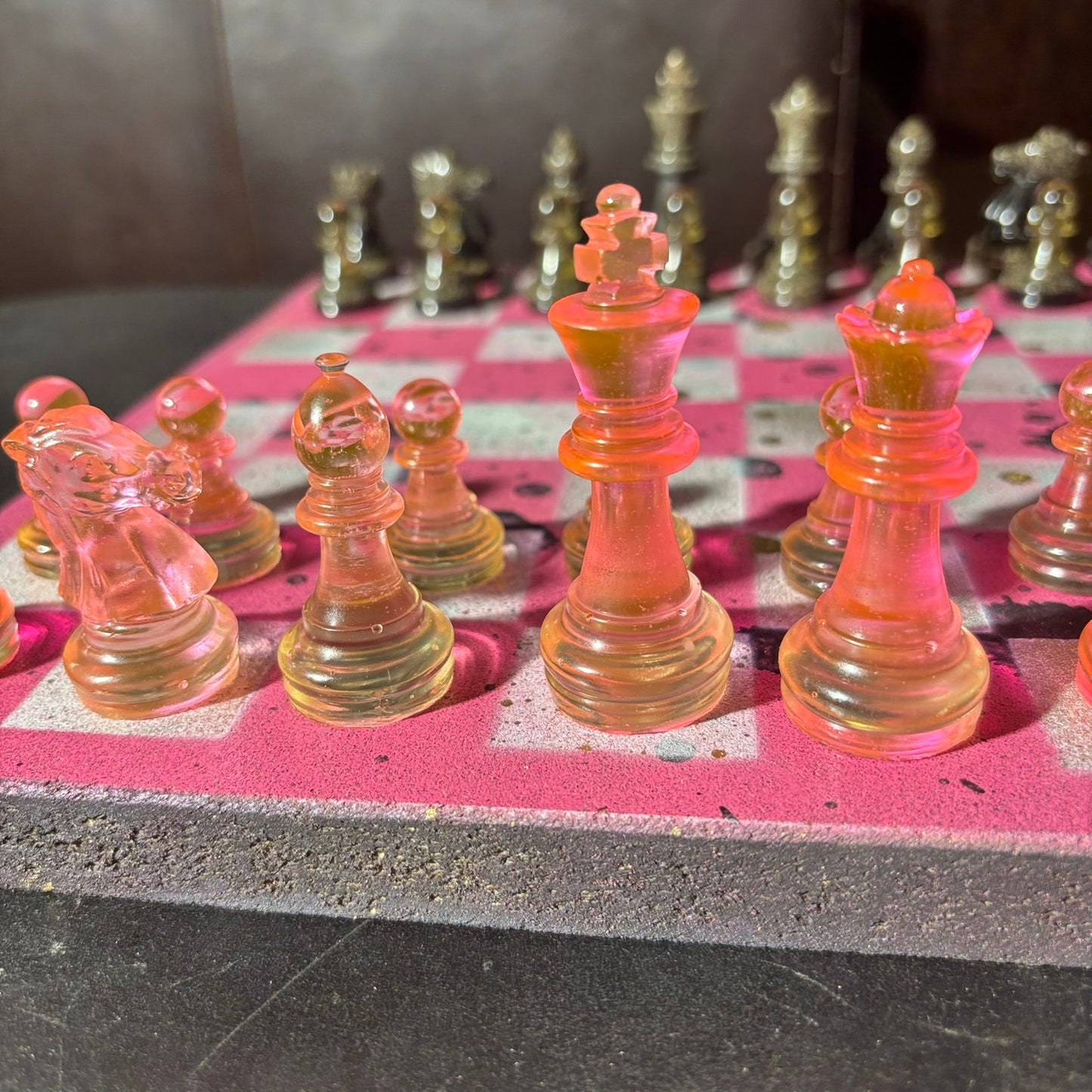 Spotted Pink - Painted Chess Set