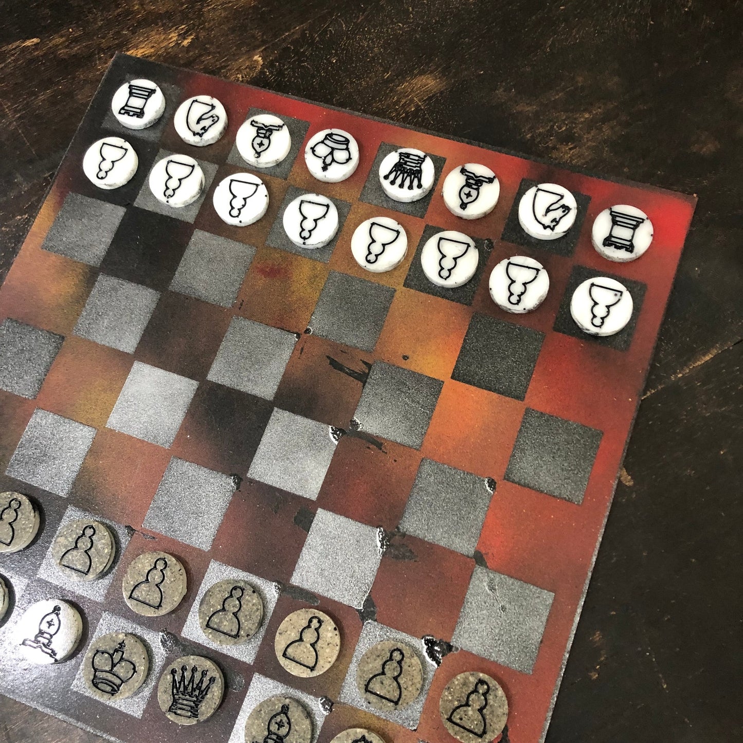 Burning Rust - Painted Chess Set