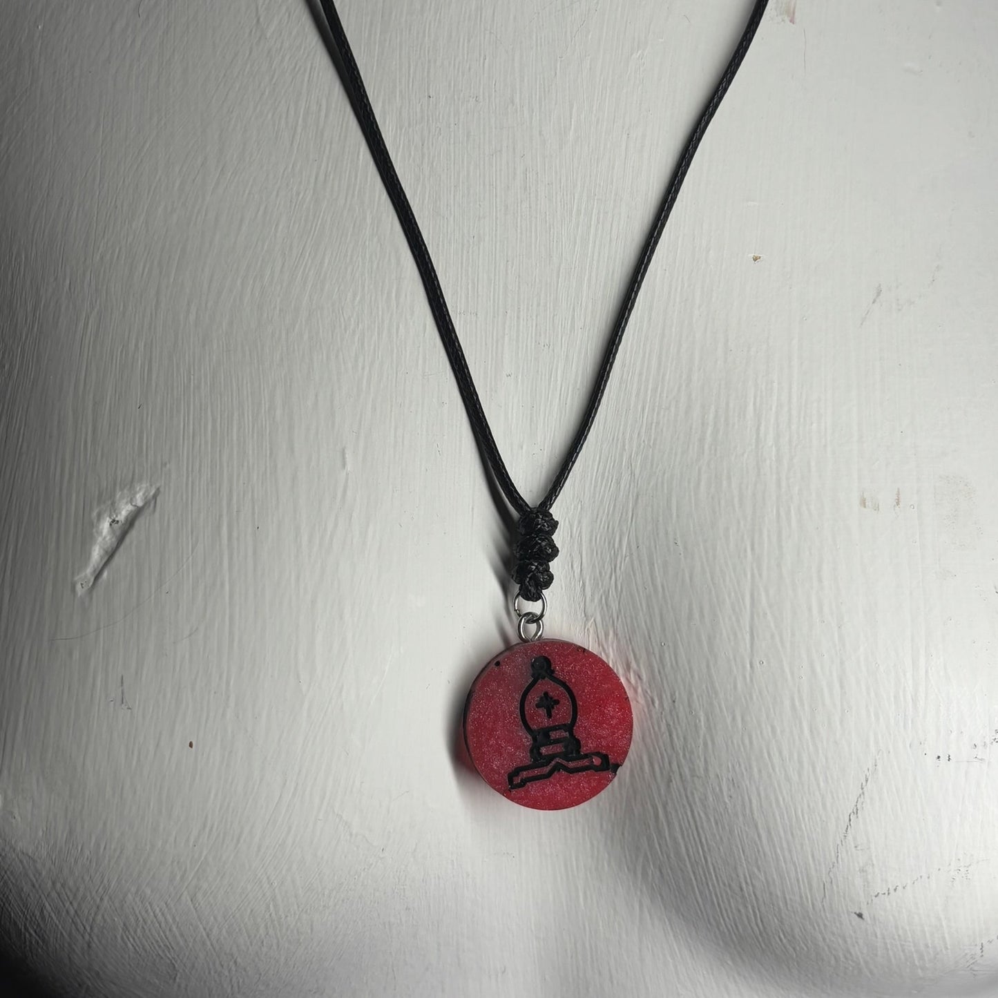 Rich Red Bishop - Handmade Resin Chess Necklace