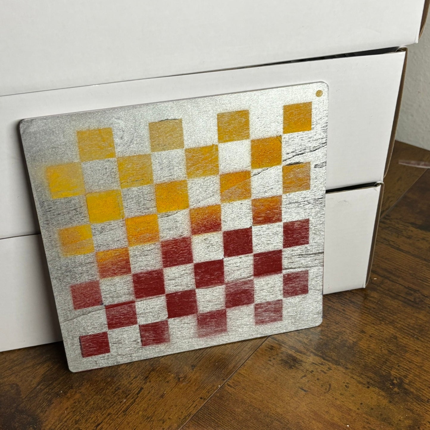 Yellow Red Chrome - Painted Thin Wooden Chess Board