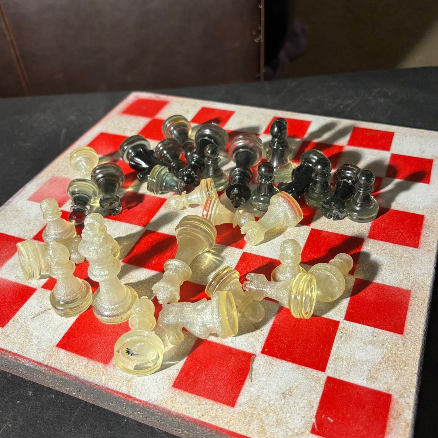 Red & White - Painted Chess Set