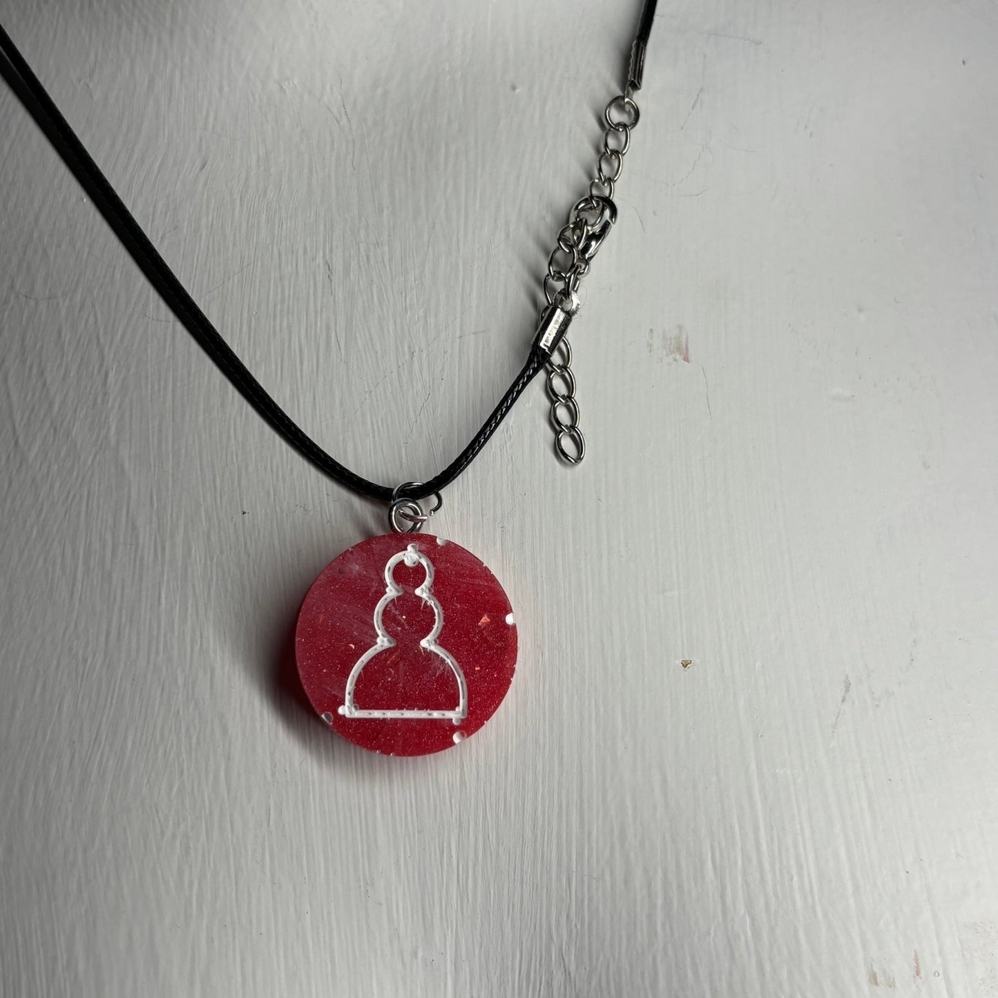 Cherry Red Pawn - Handmade Resin Chess Necklace