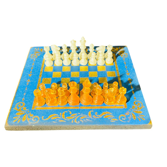 Supreme Blue & Gold- Painted Chess Set