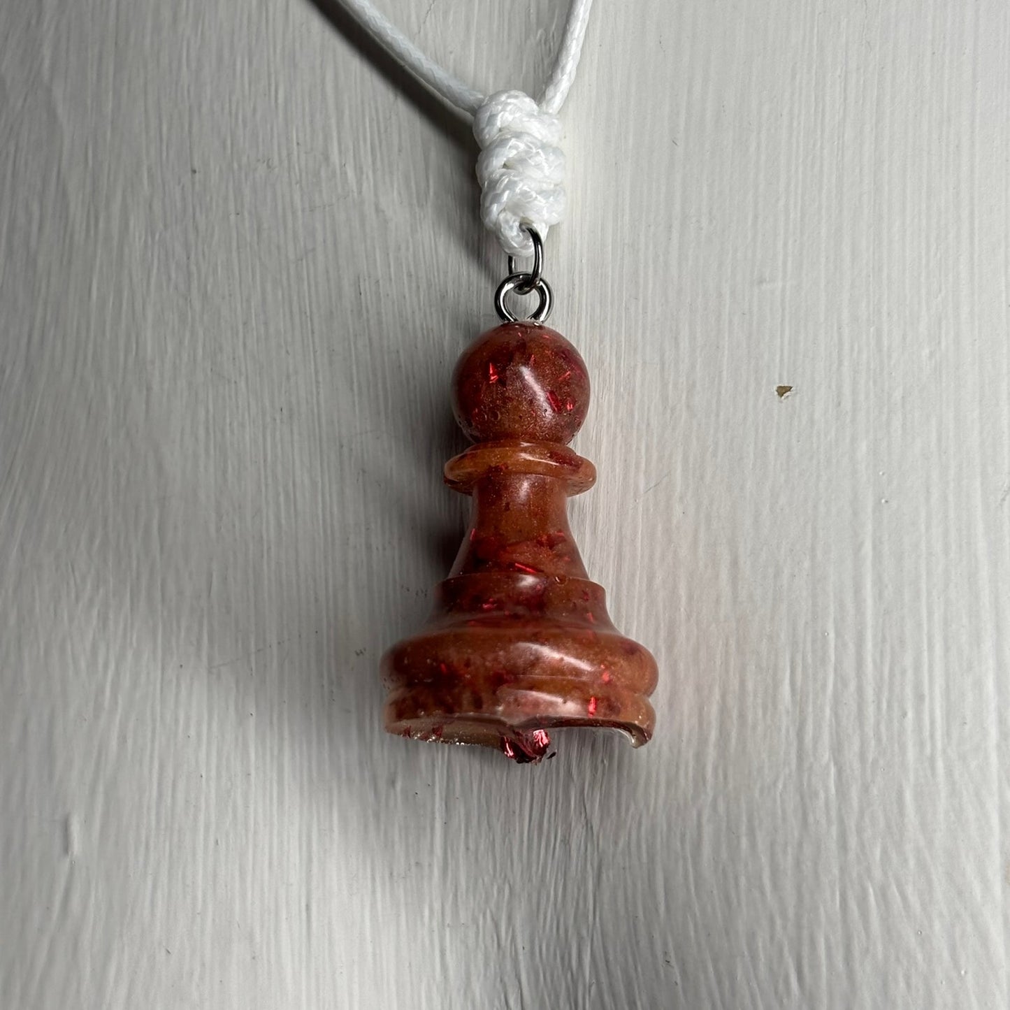 Orange Fiery Pawn- Handmade Resin Chess Necklace