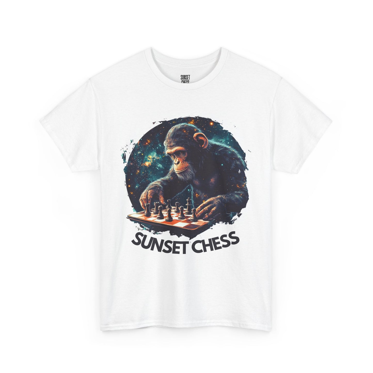 Monkey Playing Chess - Unisex Heavy Cotton Tee