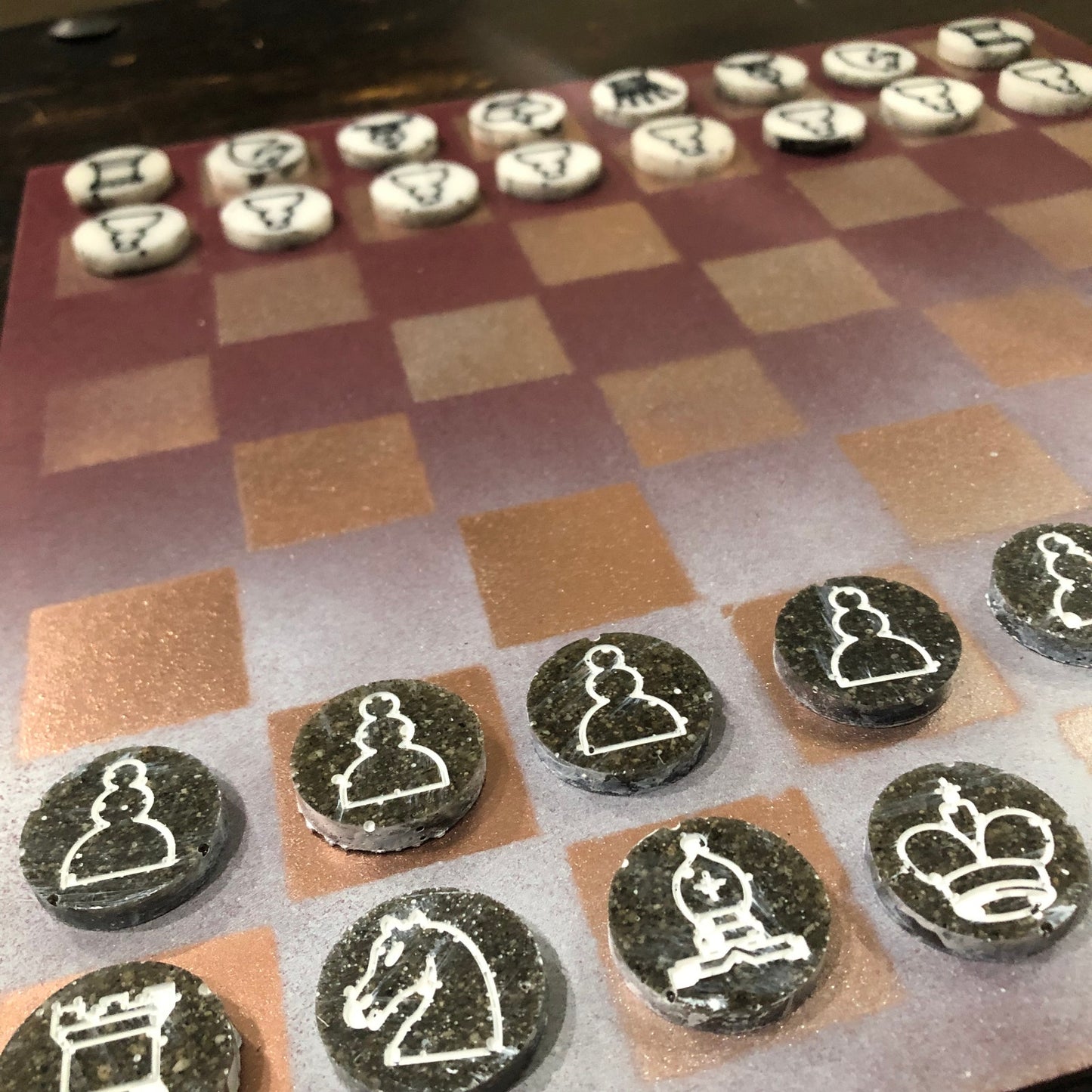 Burgundy Bronze - Painted Chess Set