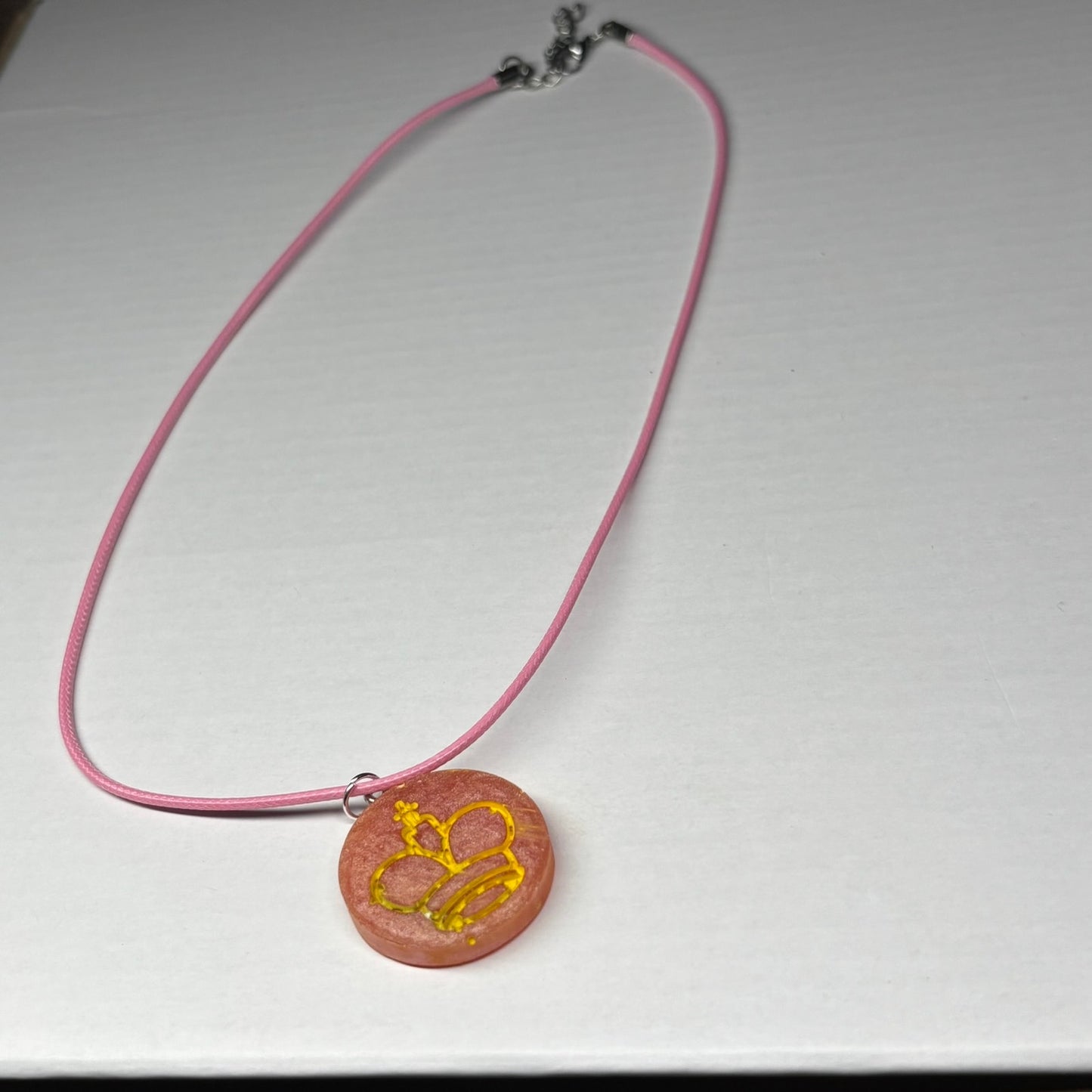 Peach Pink King - Handmade Resin Chess Necklace